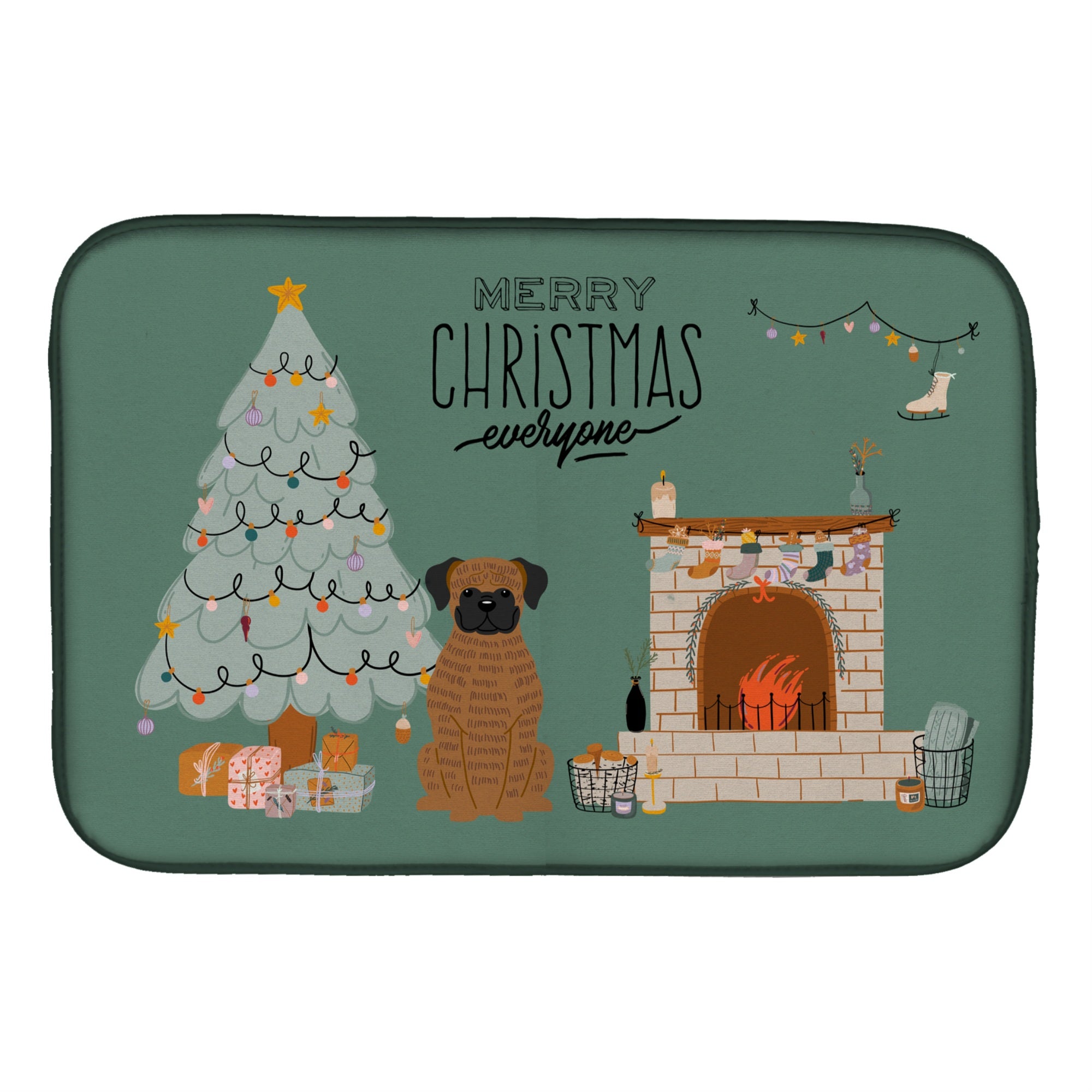 'Caroline'S Treasures Ck7680Ddm Brindle Boxer Christmas Everyone Dish-Drying-Mats, 14 X 21, Multicolor''