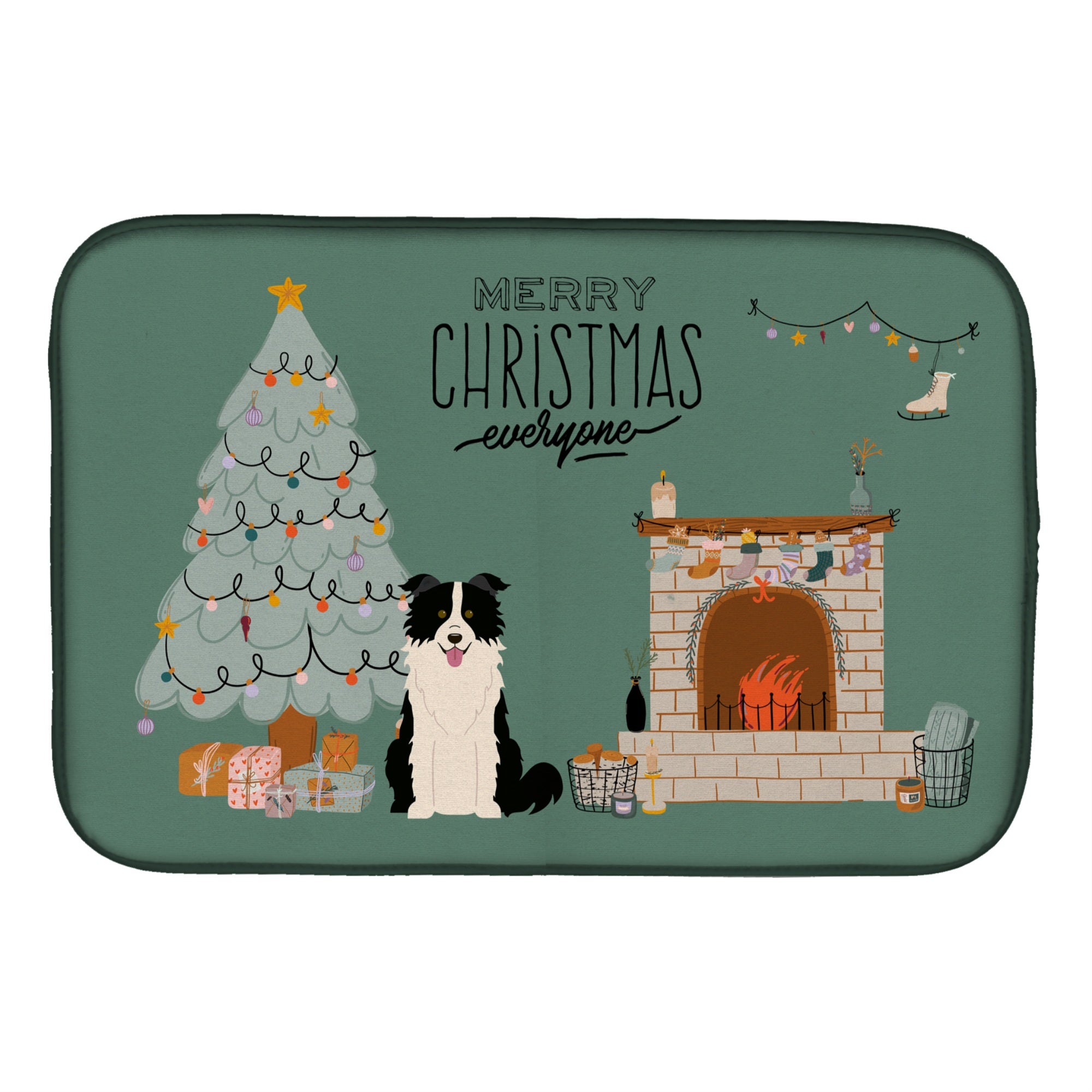 'Caroline'S Treasures Black White Border Collie Christmas Everyone Dish-Drying-Mats, 14 X 21, Multicolor''