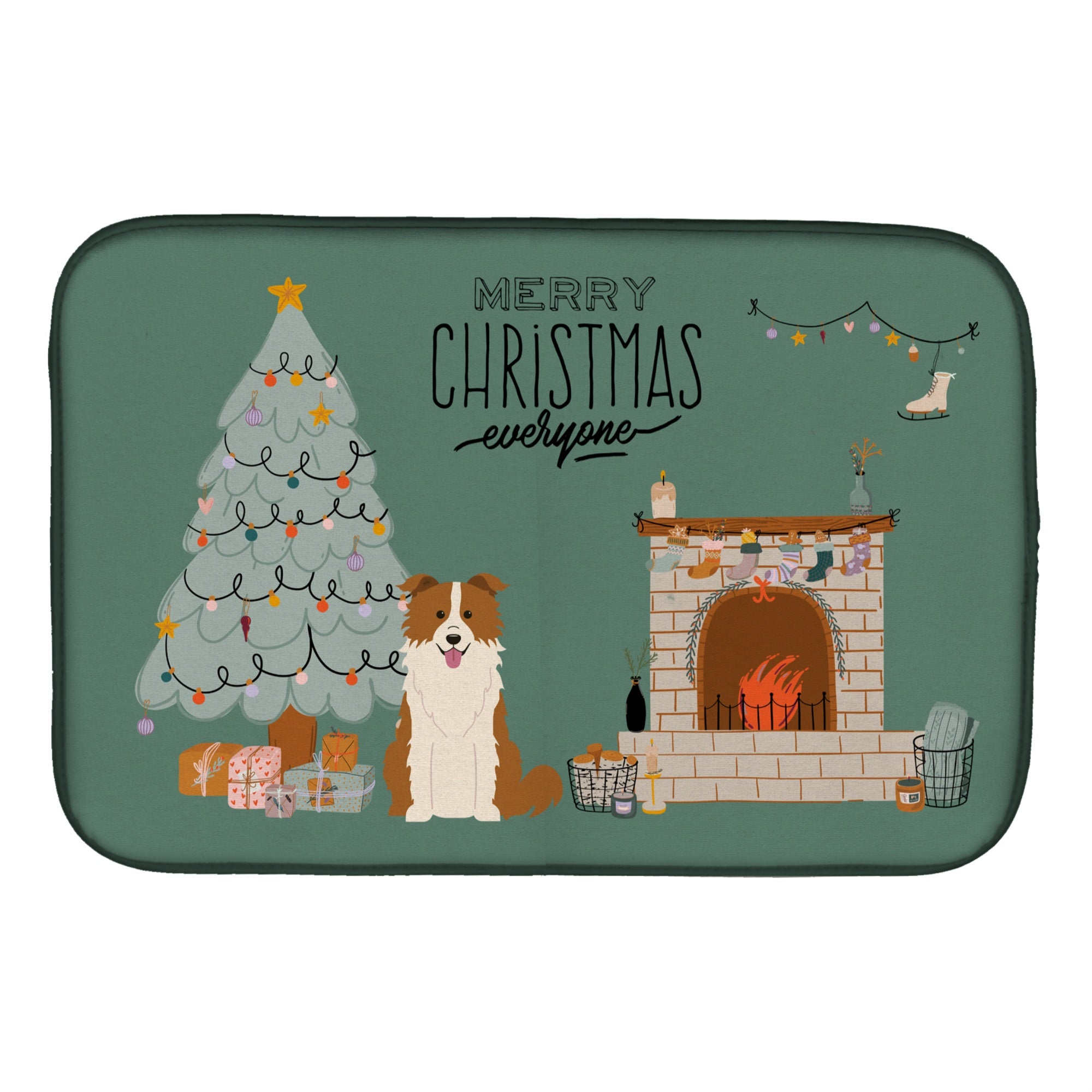 'Caroline'S Treasures Red White Border Collie Christmas Everyone Dish-Drying-Mats, 14 X 21, Multicolor''