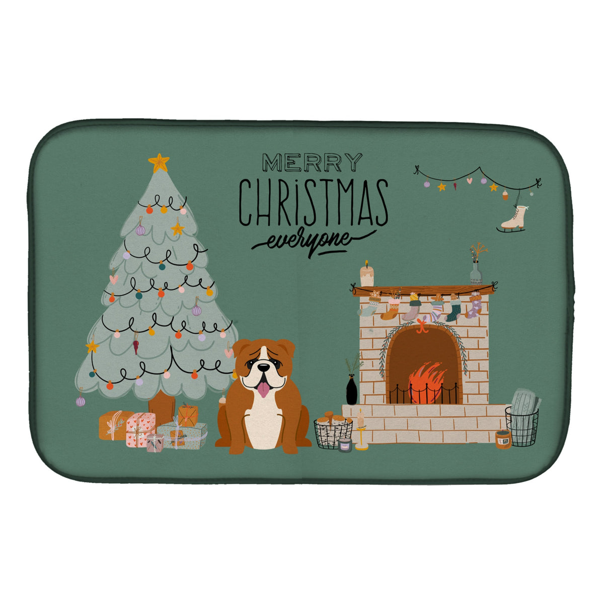 'Caroline'S Treasures Red White English Bulldog Christmas Everyone Dish-Drying-Mats, 14 X 21, Multicolor''