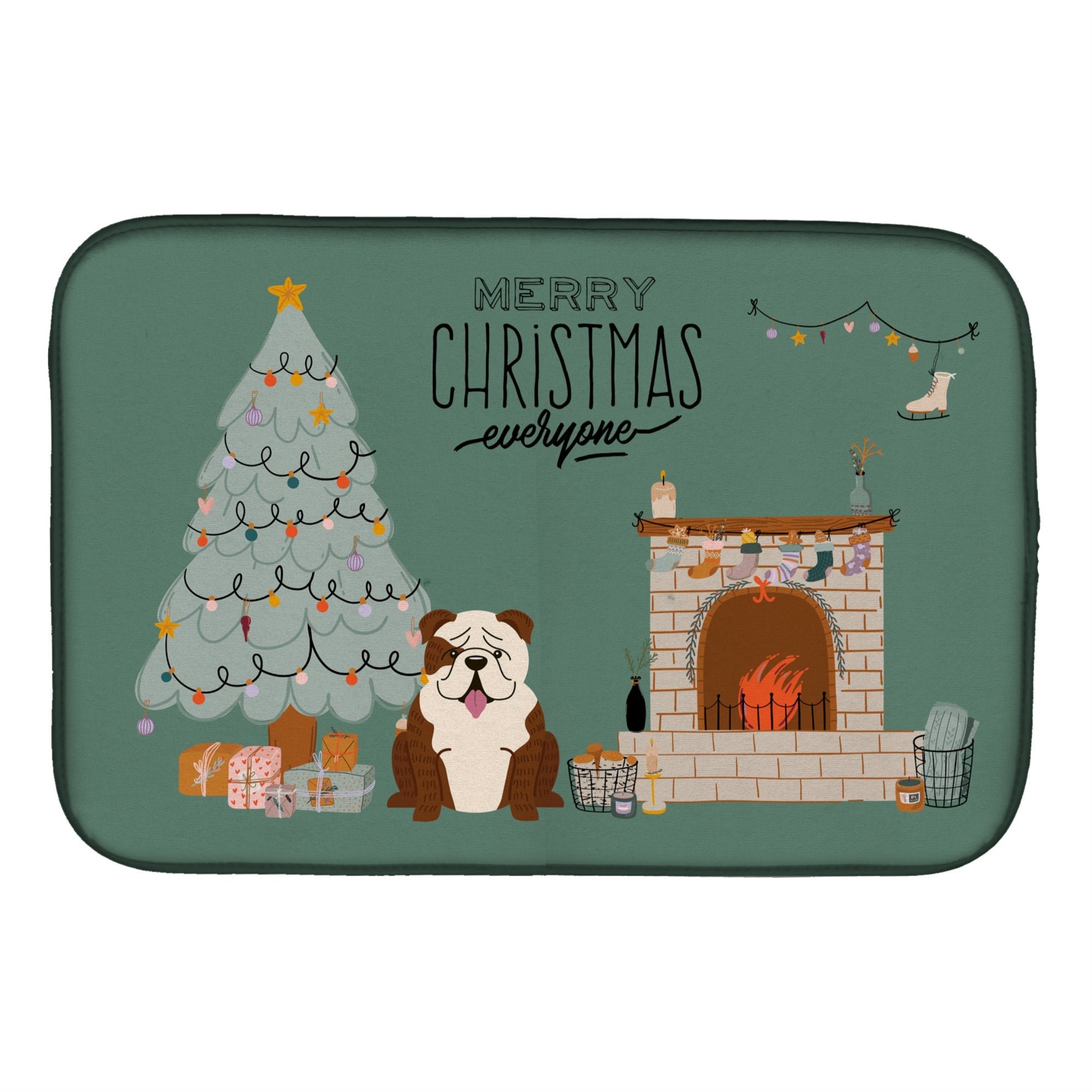 'Caroline'S Treasures Brindle White English Bulldog Christmas Everyone Dish-Drying-Mats, 14 X 21, Multicolor''