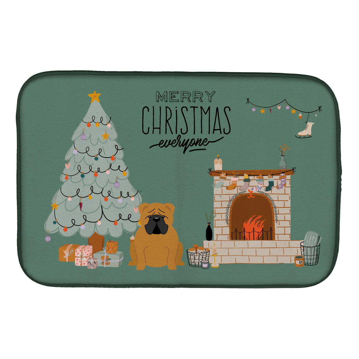 'Caroline'S Treasures Red English Bulldog Christmas Everyone Dish-Drying-Mats, 14 X 21, Multicolor''