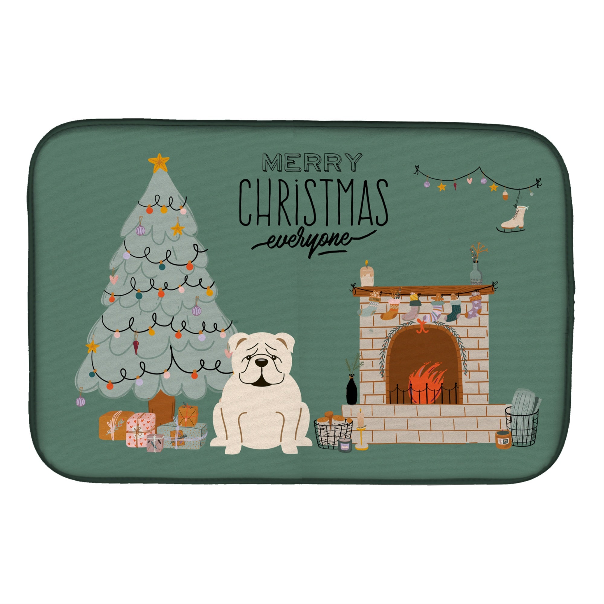 'Caroline'S Treasures White English Bulldog Christmas Everyone Dish-Drying-Mats, 14 X 21, Multicolor''