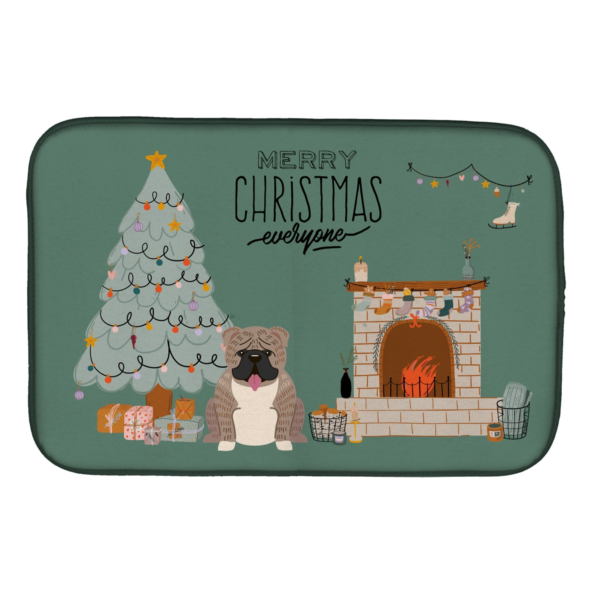 'Caroline'S Treasures Grey Brindle English Bulldog Christmas Everyone Dish-Drying-Mats, 14 X 21, Multicolor''