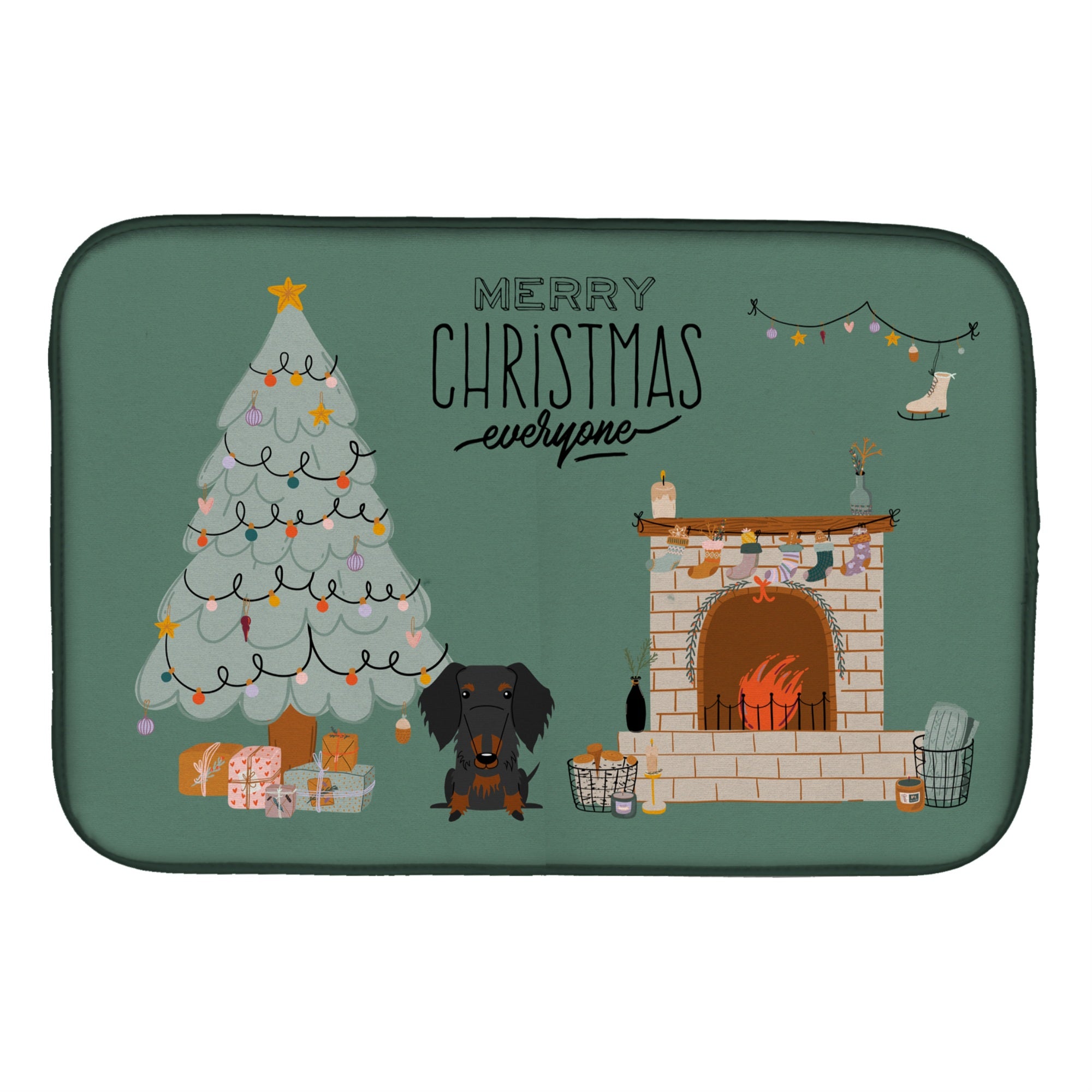 'Caroline'S Treasures Caroline'S Black Tan Wire Haired Dachshund Christmas Everyone Dish-Drying-Mats, 14 X 21, Multicolor''
