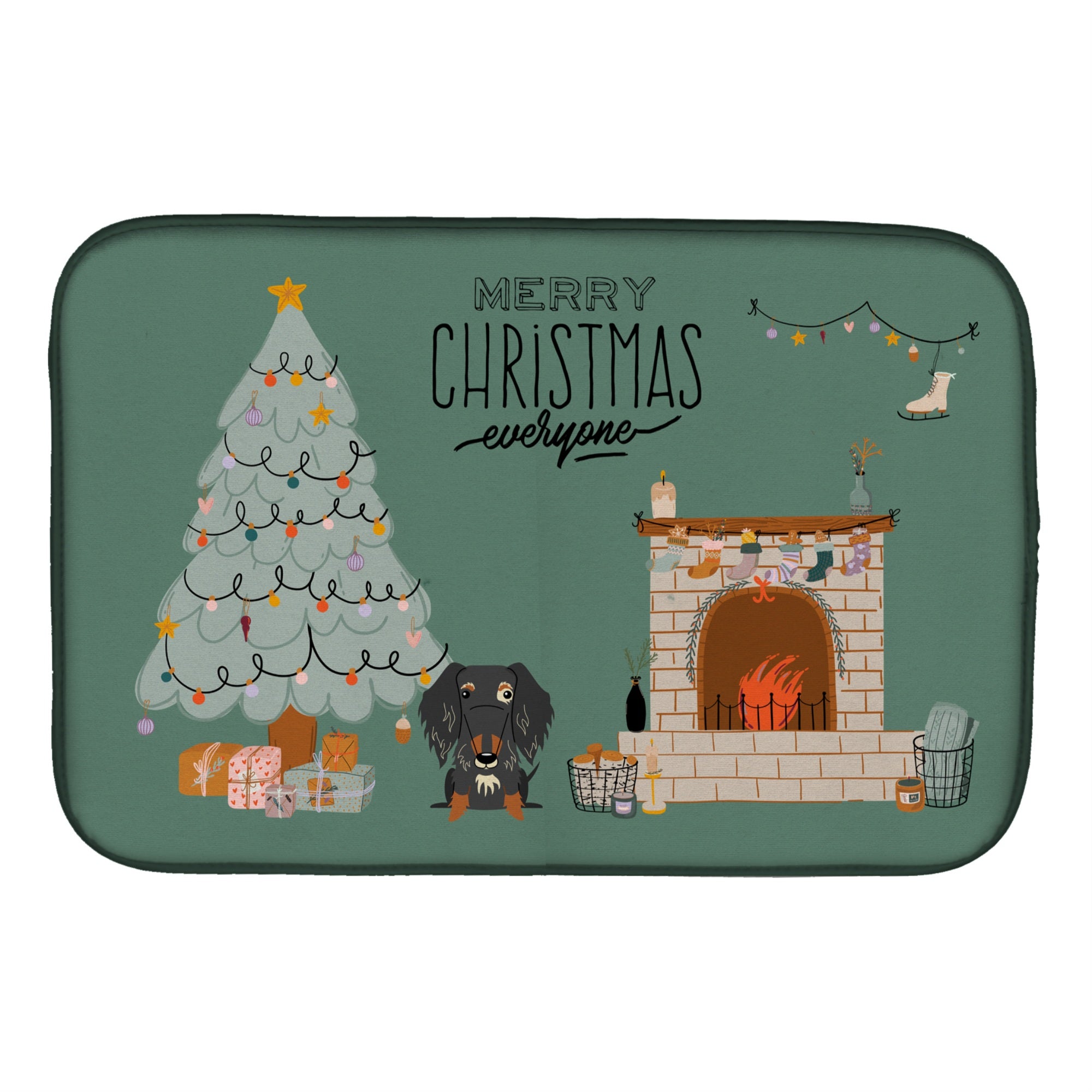 'Caroline'S Treasures Dapple Wire Haired Dachshund Christmas Everyone Dish-Drying-Mats, 14 X 21, Multicolor''