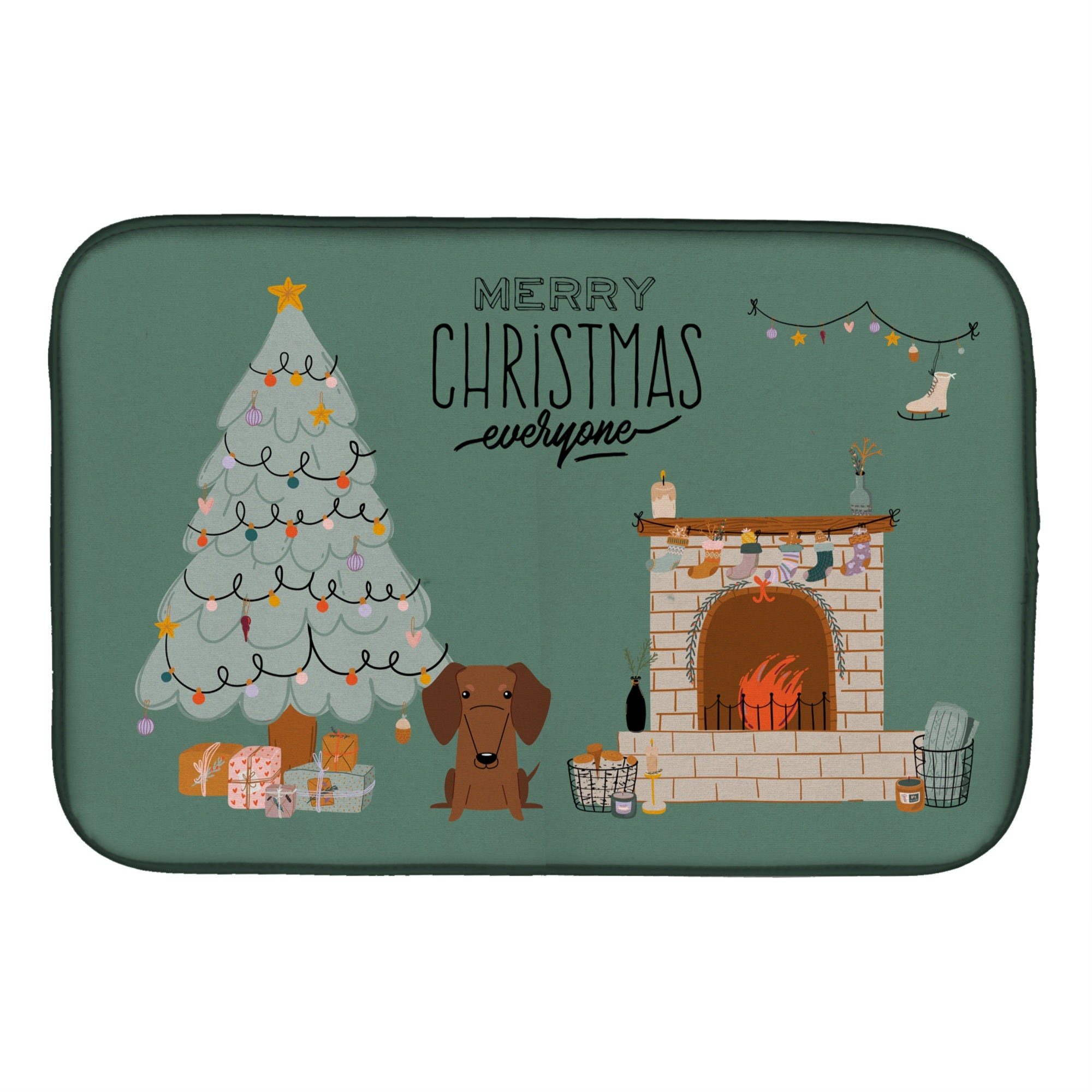 'Caroline'S Treasures Ck7693Ddm Red Brown Dachshund Christmas Everyone Dish-Drying-Mats, 14 X 21, Multicolor''