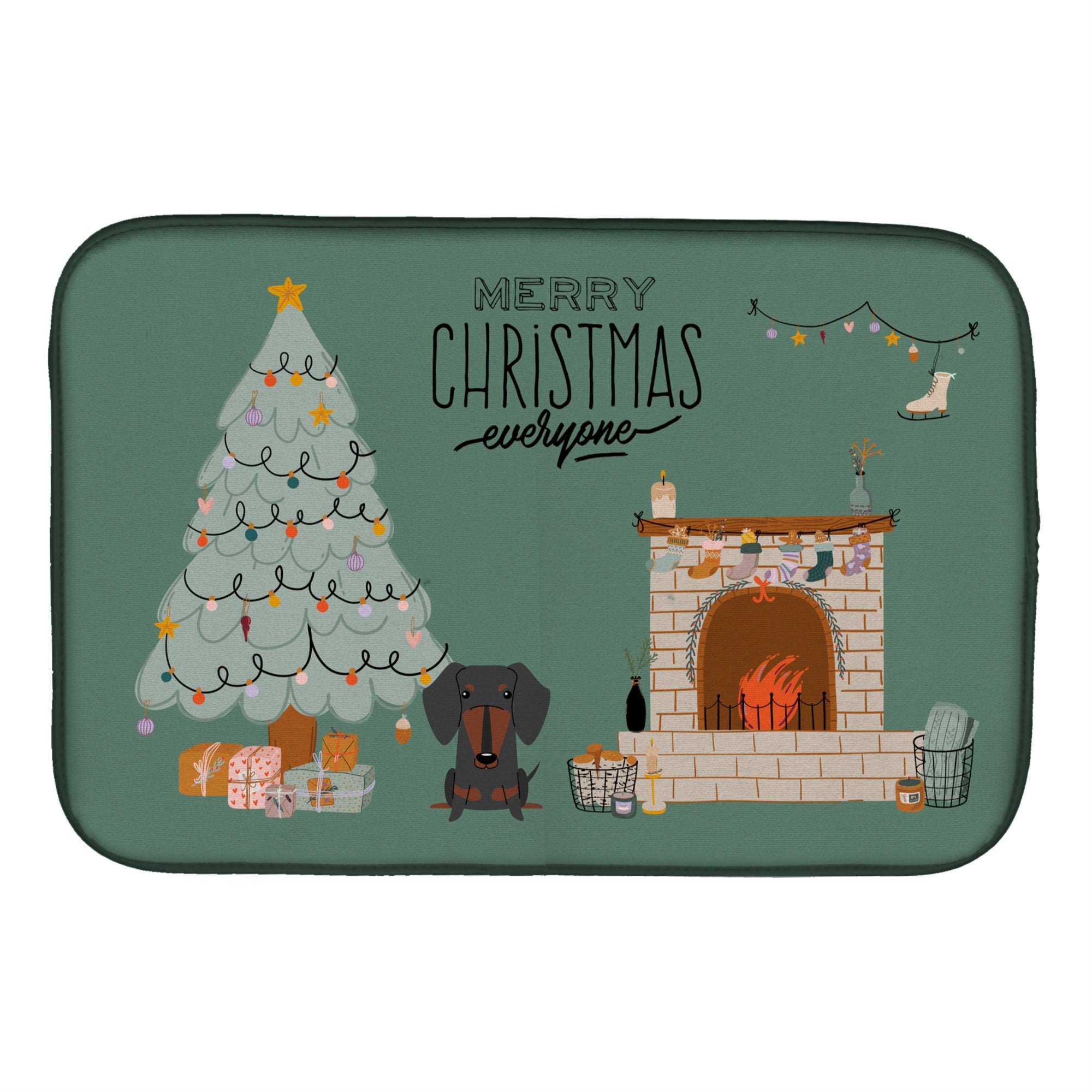 'Caroline'S Treasures Ck7695Ddm Black Tan Dachshund Christmas Everyone Dish-Drying-Mats, 14 X 21, Multicolor''