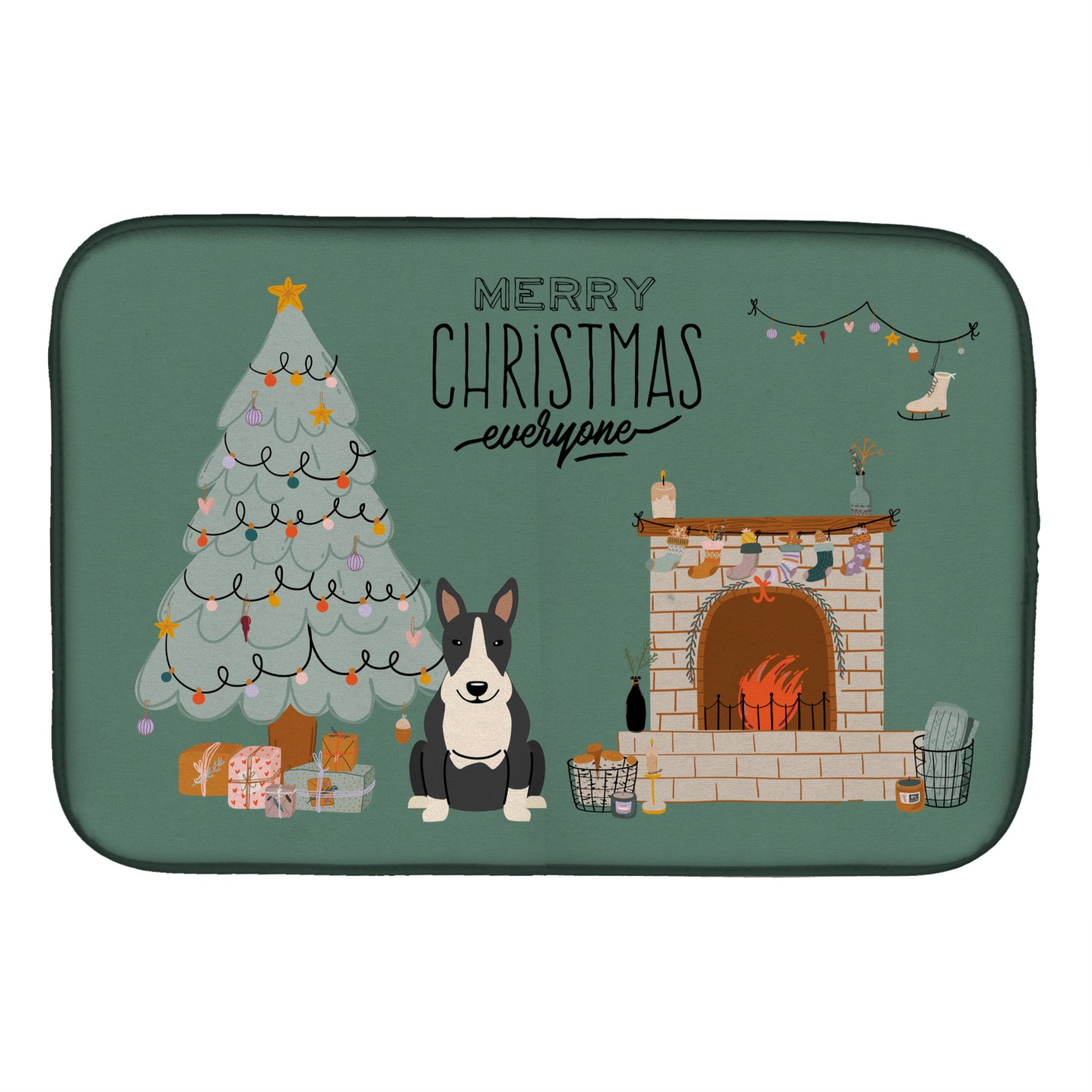 'Caroline'S Treasures Black White Bull Terrier Christmas Everyone Dish-Drying-Mats, 14 X 21, Multicolor''