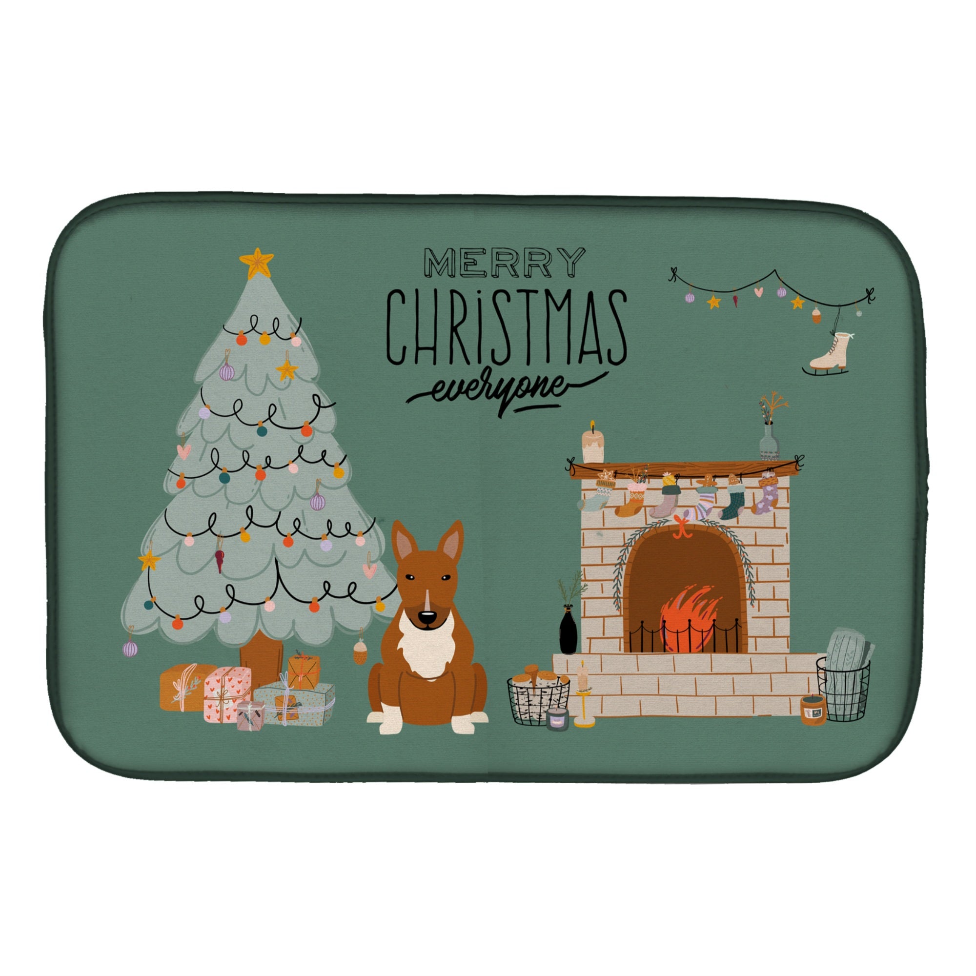 'Caroline'S Treasures Ck7697Ddm Red Bull Terrier Christmas Everyone Dish-Drying-Mats, 14 X 21, Multicolor''