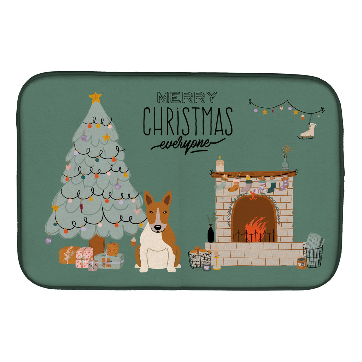 'Caroline'S Treasures Red White Bull Terrier Christmas Everyone Dish-Drying-Mats, 14 X 21, Multicolor''