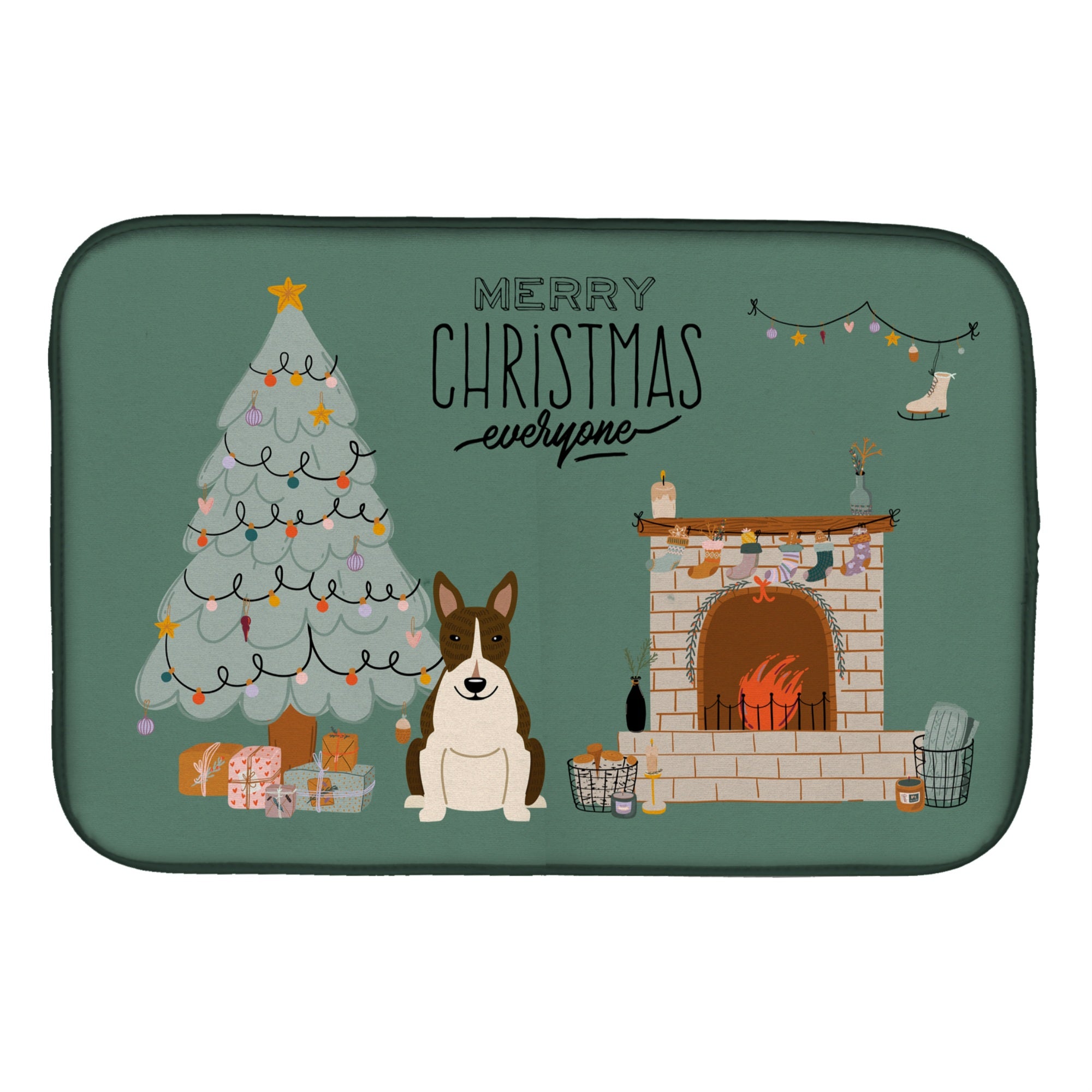 'Caroline'S Treasures Dark Brindle Bull Terrier Christmas Everyone Dish-Drying-Mats, 14 X 21, Multicolor''