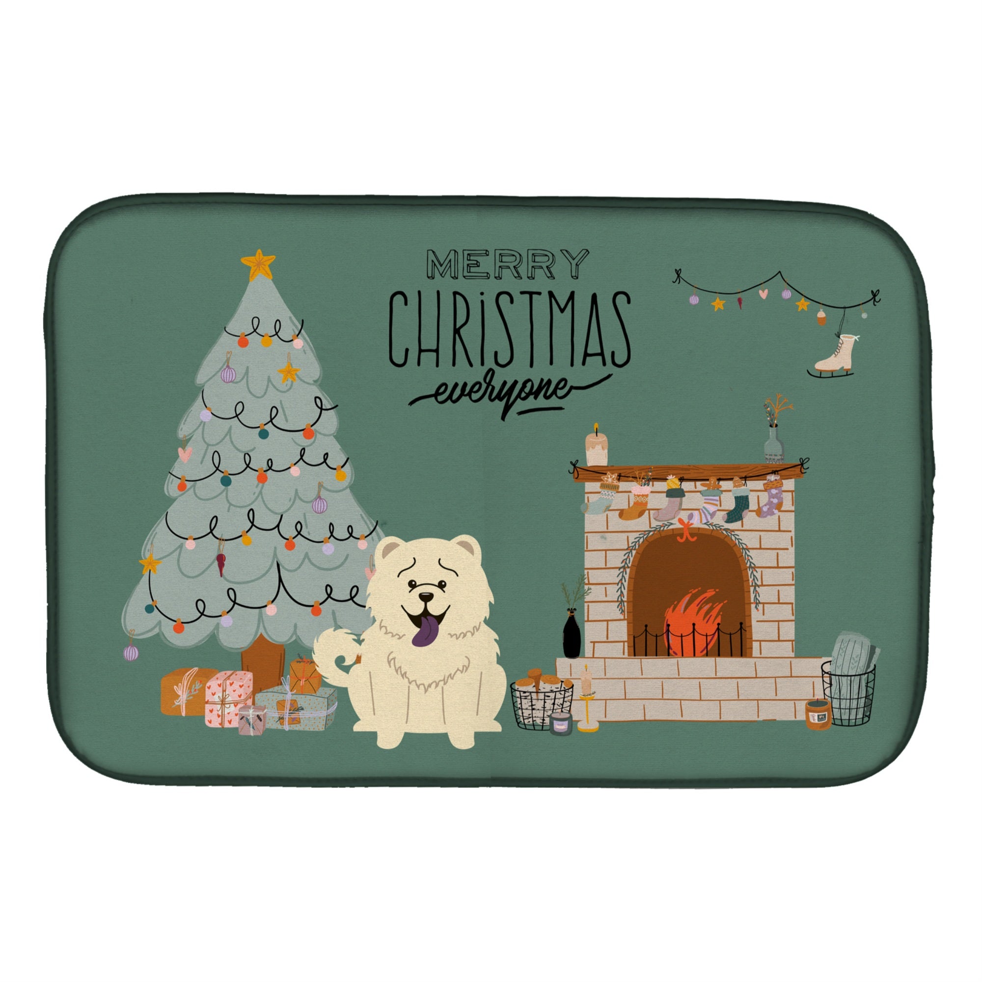'Caroline'S Treasures Ck7703Ddm White Chow Christmas Everyone Dish-Drying-Mats, 14 X 21, Multicolor''