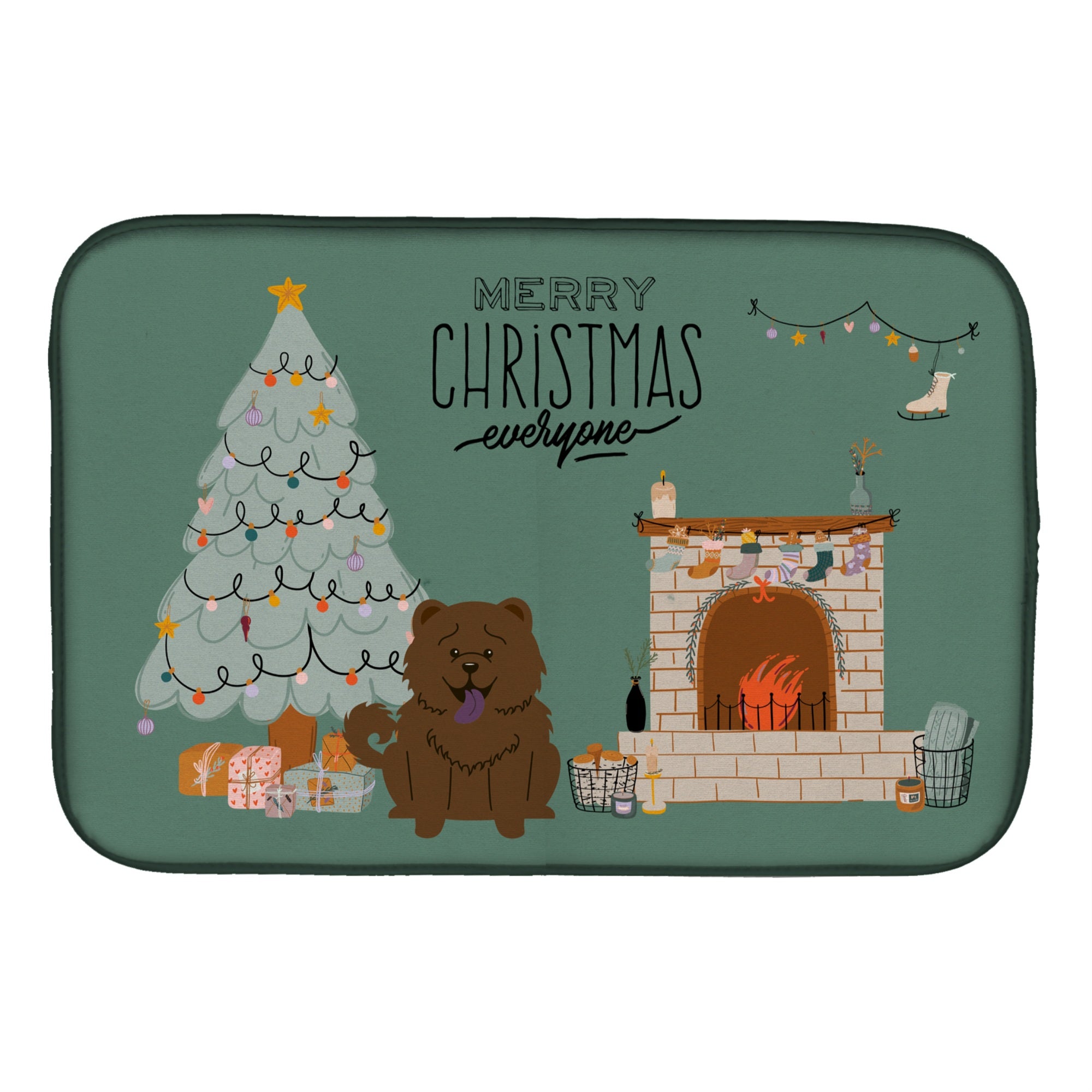 'Caroline'S Treasures Ck7704Ddm Chocolate Chow Christmas Everyone Dish-Drying-Mats, 14 X 21, Multicolor''