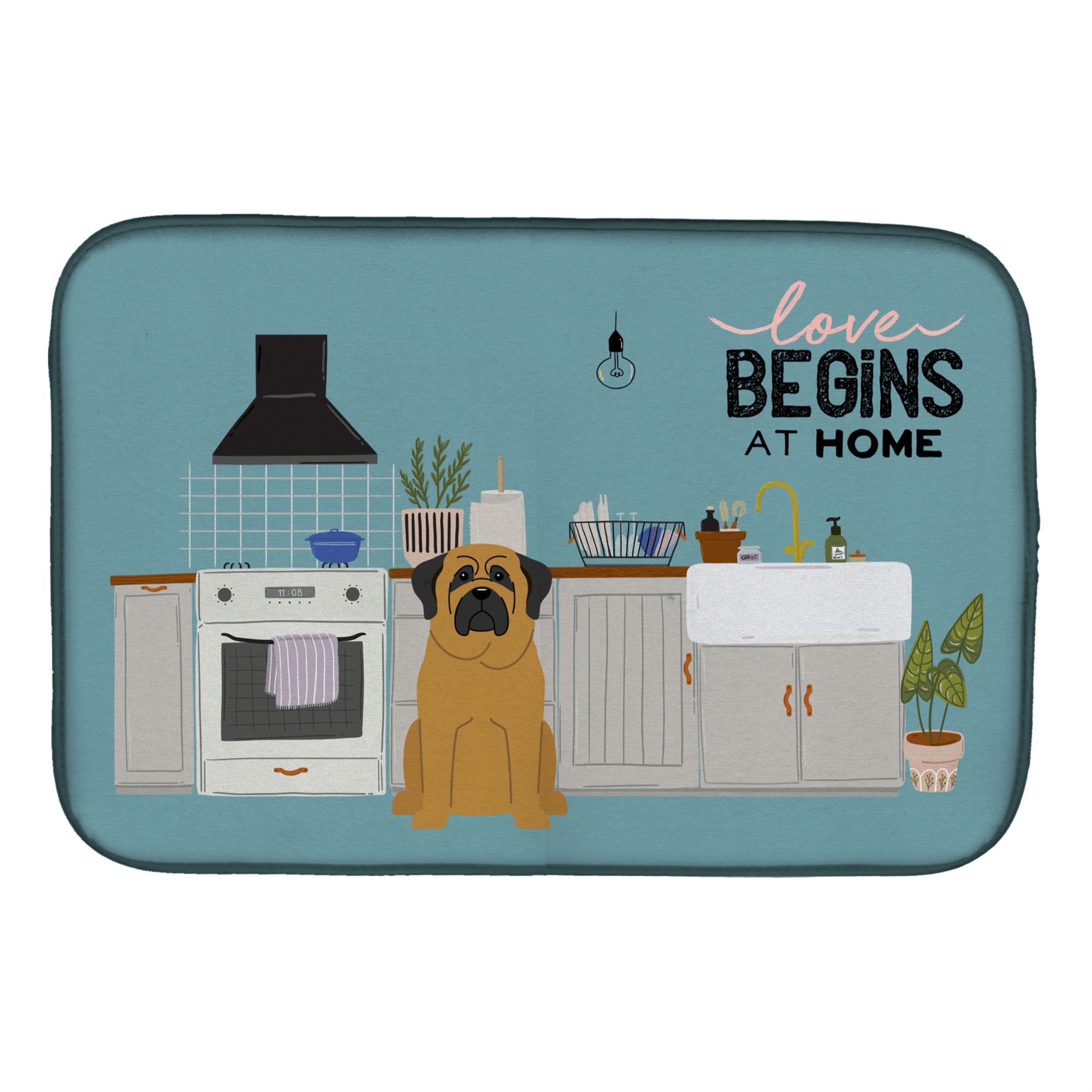 'Caroline'S Treasures Ck7722Ddm Mastiff Kitchen Scene Dish-Drying-Mats, 14 X 21, Multicolor''