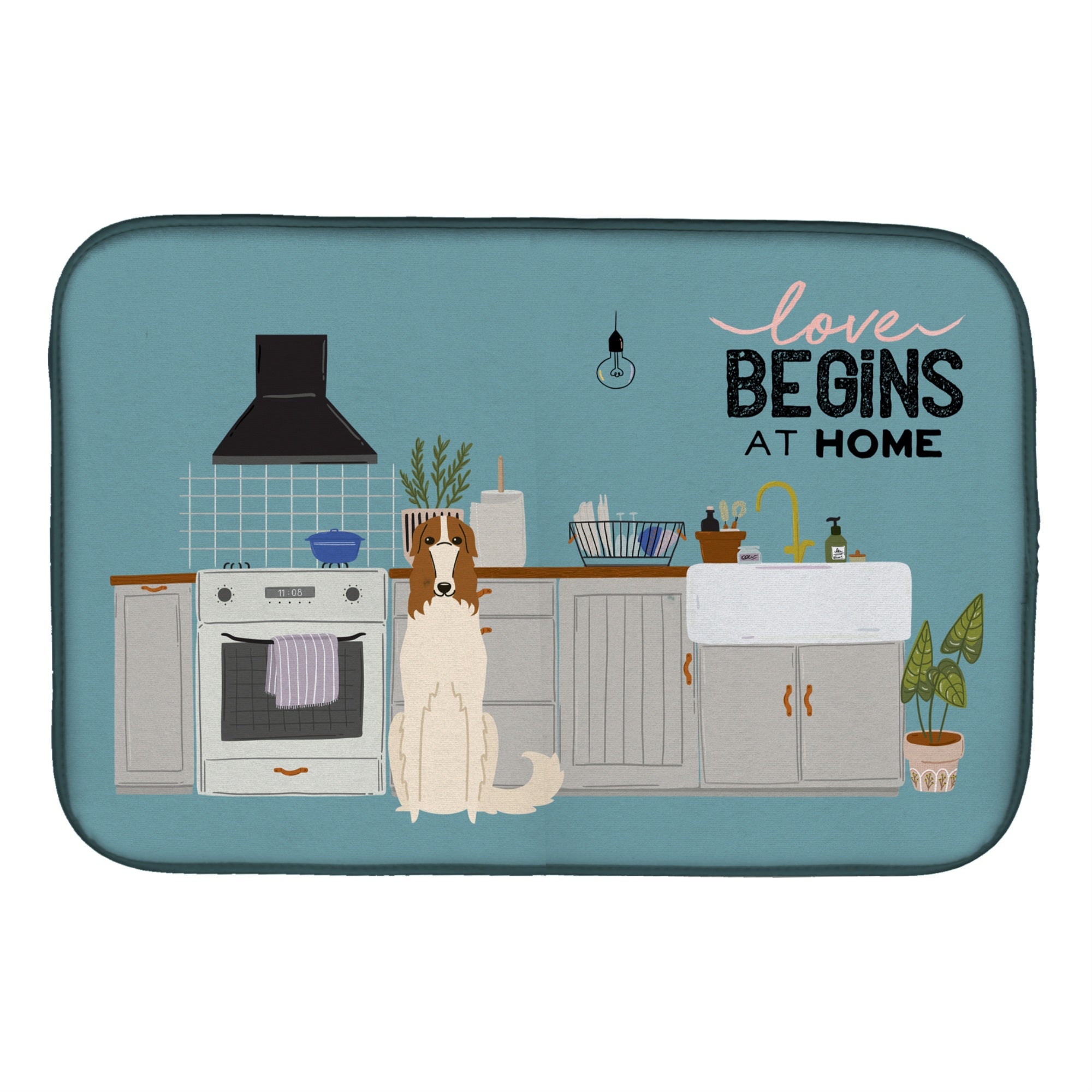 'Caroline'S Treasures Ck7727Ddm Borzoi Kitchen Scene Dish-Drying-Mats, 14 X 21, Multicolor''