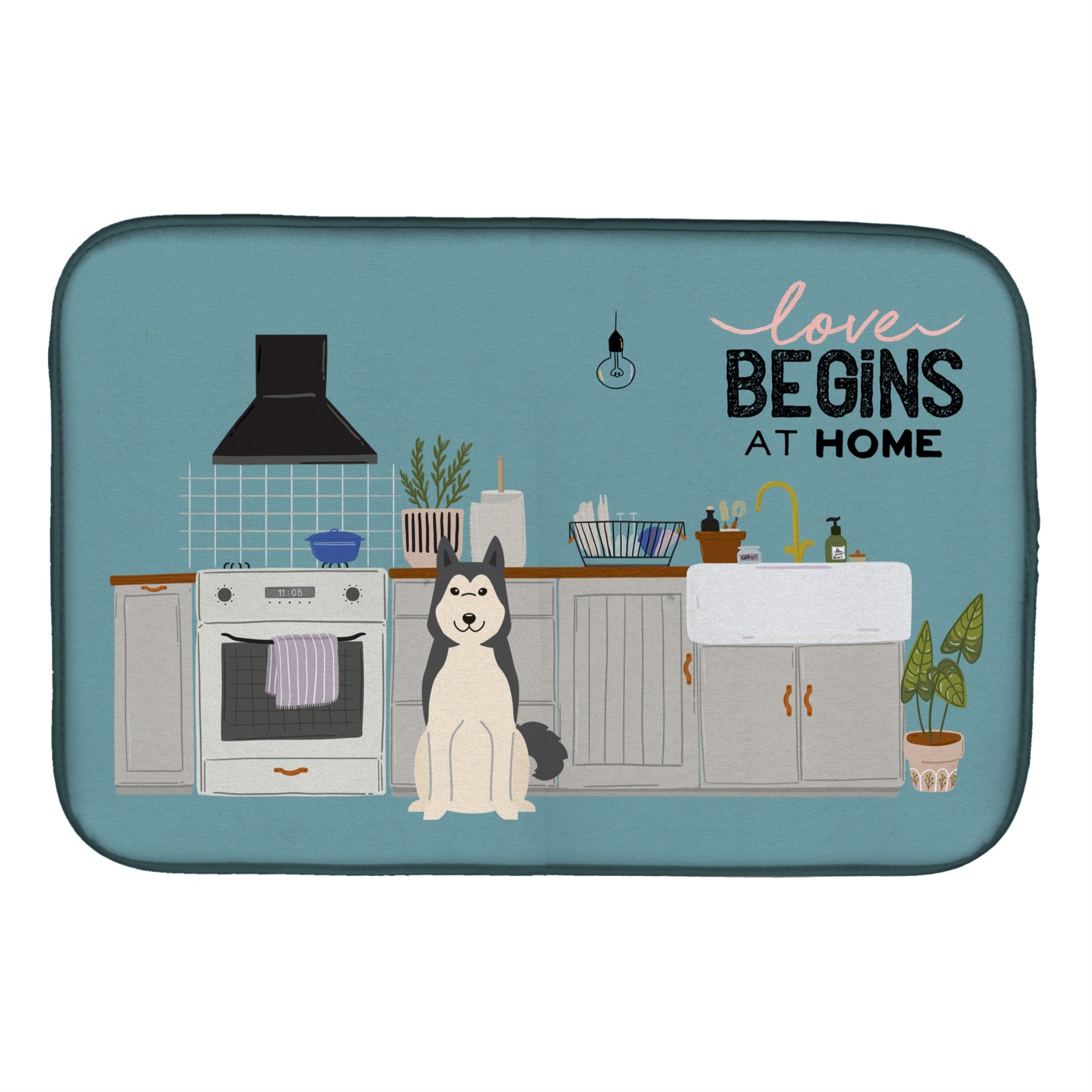 'Caroline'S Treasures West Siberian Laika Spitz Kitchen Scene Dish-Drying-Mats, 14 X 21, Multicolor''