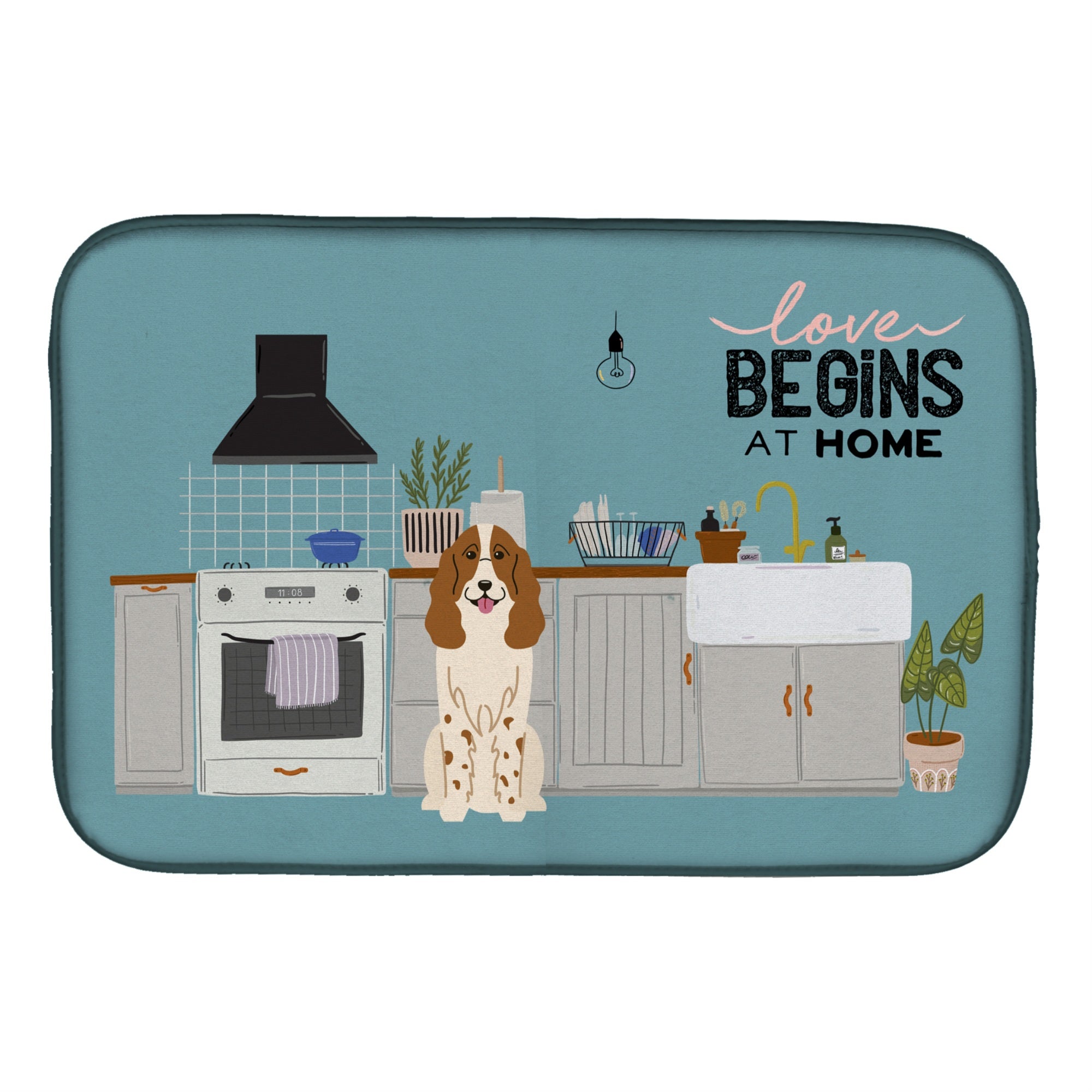 'Caroline'S Treasures Ck7735Ddm Russian Spaniel Kitchen Scene Dish-Drying-Mats, 14 X 21, Multicolor''