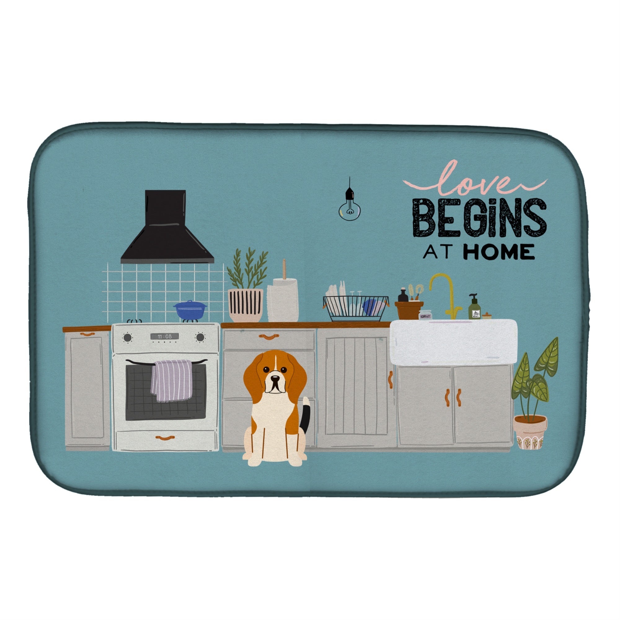 'Caroline'S Treasures Ck7744Ddm Tricolor Beagle Kitchen Scene Dish-Drying-Mats, 14 X 21, Multicolor''
