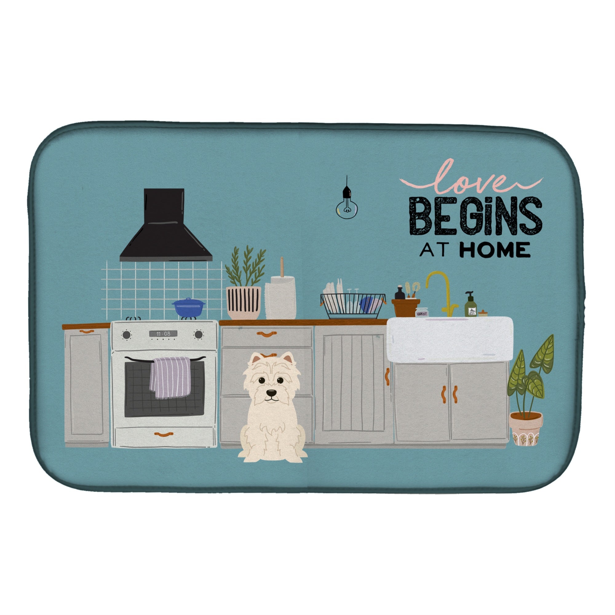 'Caroline'S Treasures Ck7746Ddm Westie Kitchen Scene Dish-Drying-Mats, 14 X 21, Multicolor''
