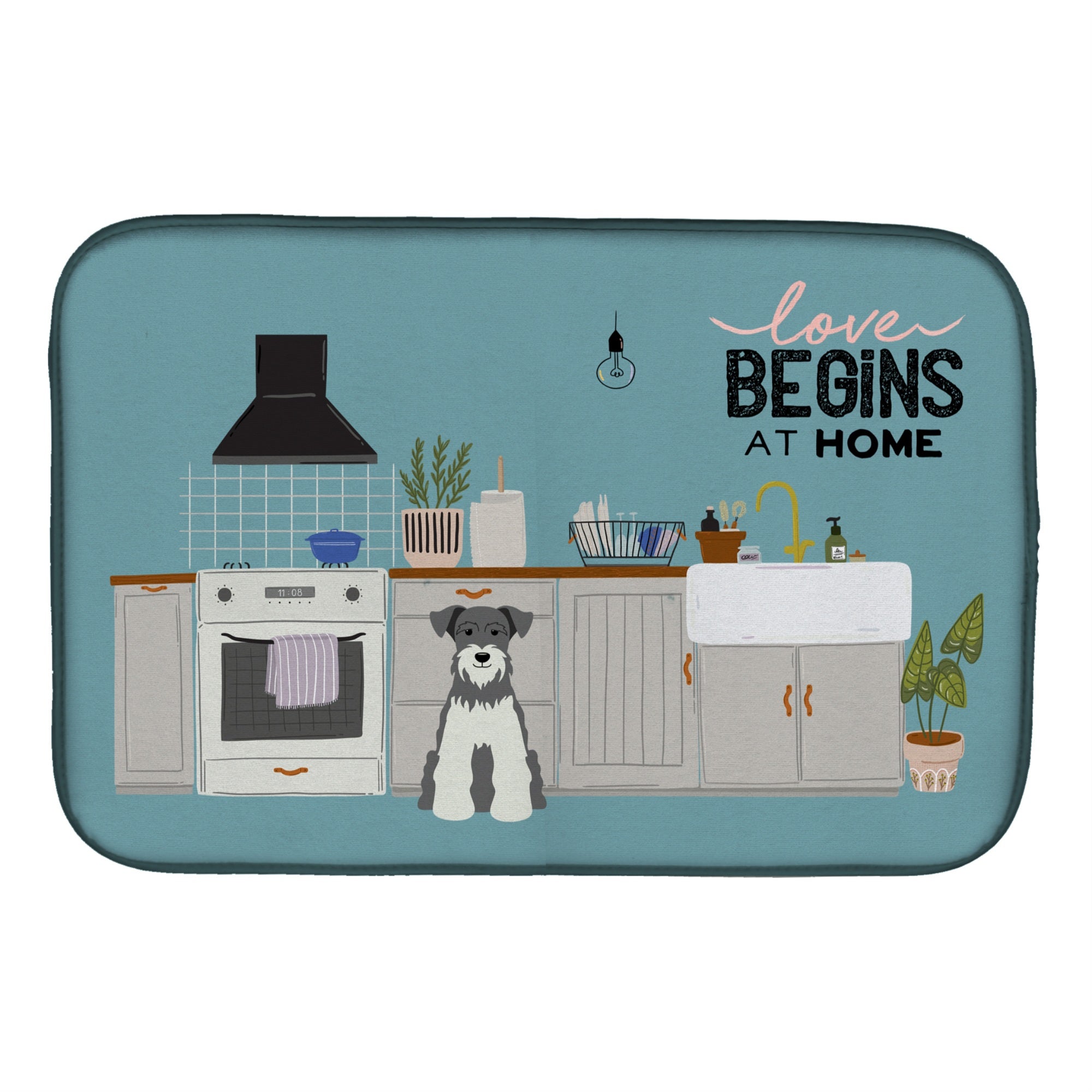 'Caroline'S Treasures Caroline'S Salt And Pepper Miniature Schnauzer Kitchen Scene Dish-Drying-Mats, 14 X 21, Multicolor''