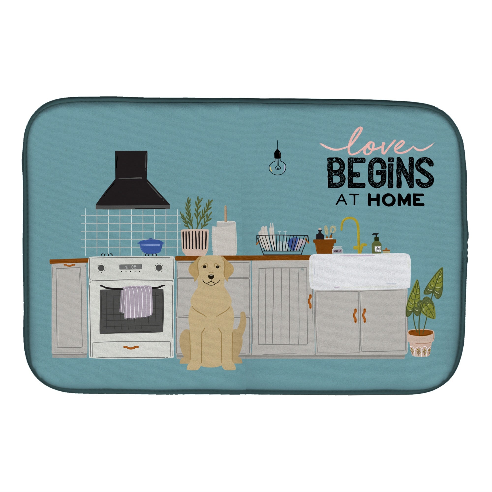 'Caroline'S Treasures Ck7759Ddm Yellow Labrador Kitchen Scene Dish-Drying-Mats, 14 X 21, Multicolor''