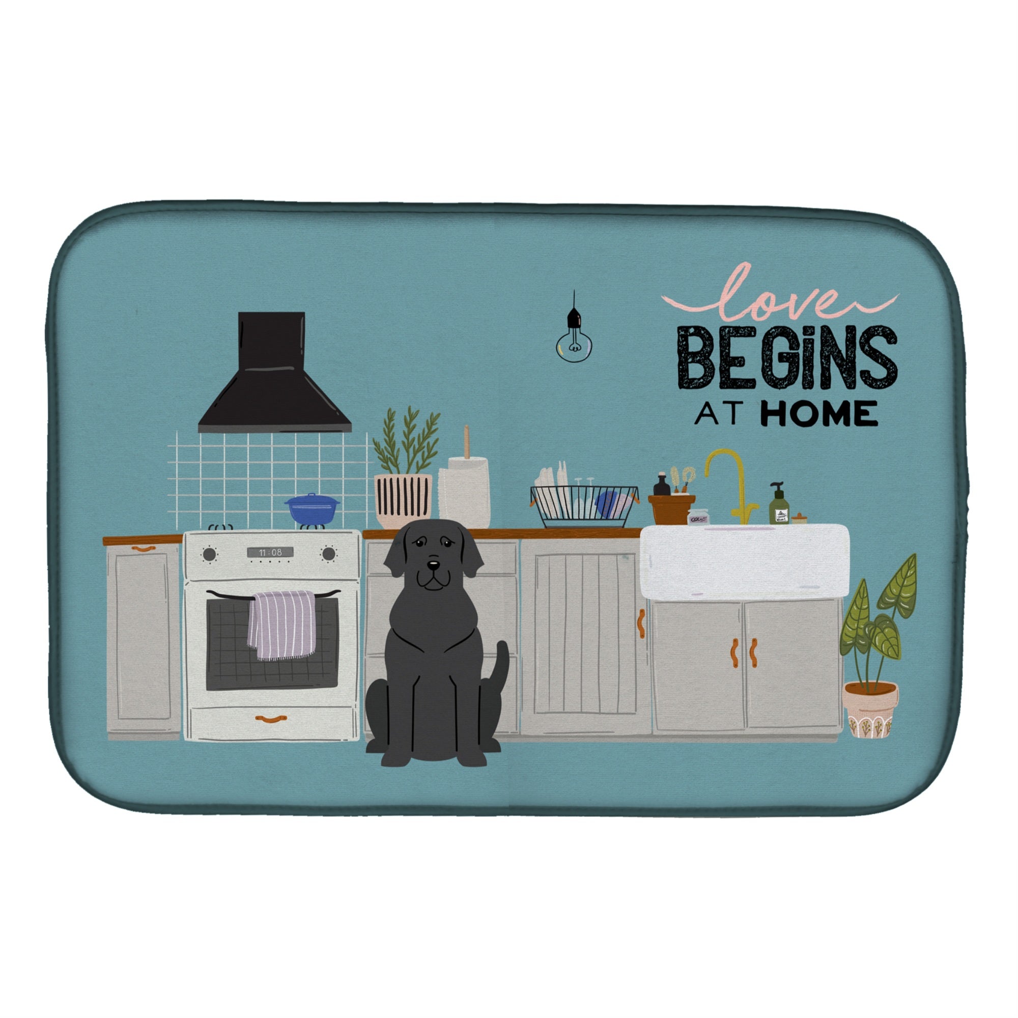 'Caroline'S Treasures Ck7761Ddm Black Labrador Kitchen Scene Dish-Drying-Mats, 14 X 21, Multicolor''