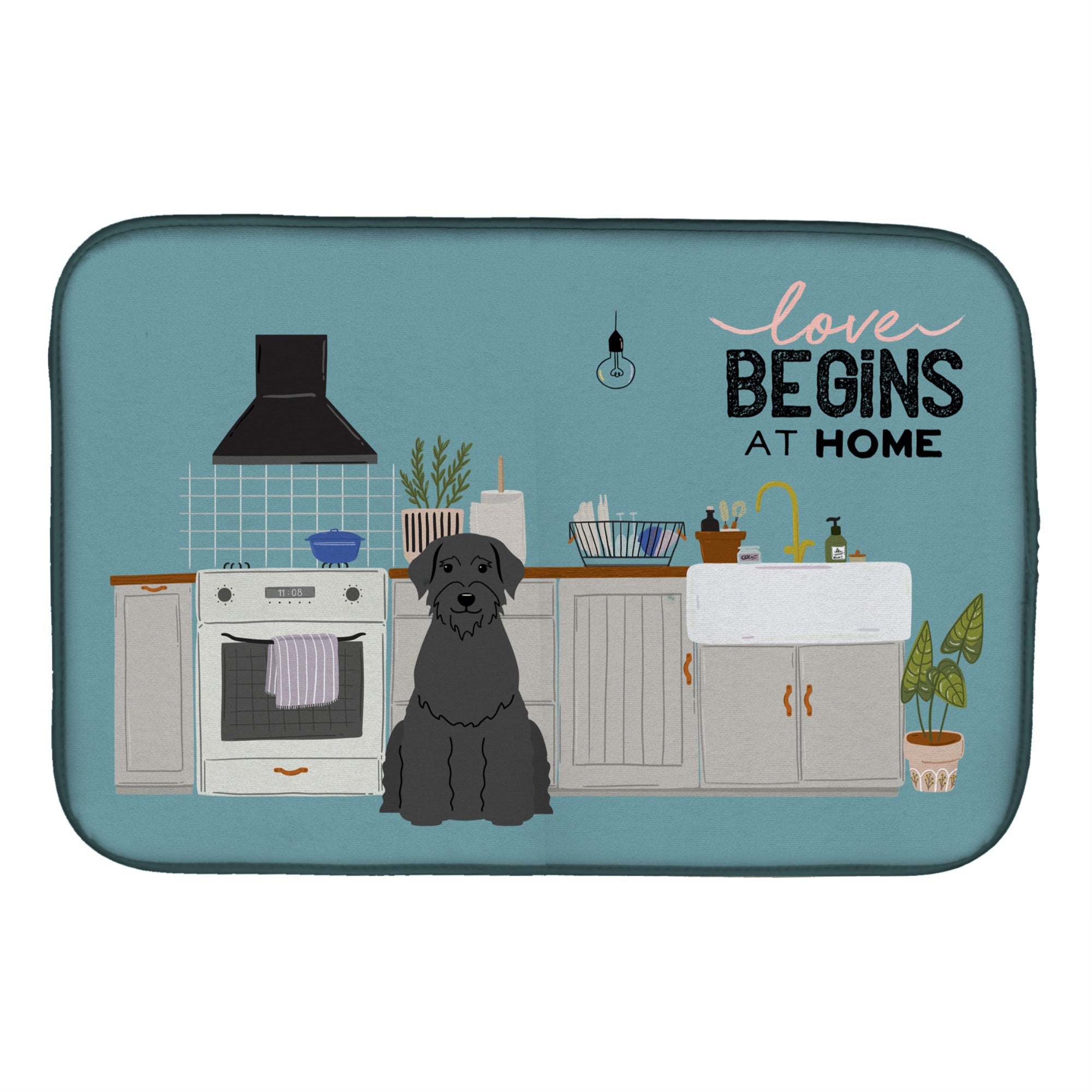 'Caroline'S Treasures Ck7770Ddm Giant Schnauzer Kitchen Scene Dish-Drying-Mats, 14 X 21, Multicolor''