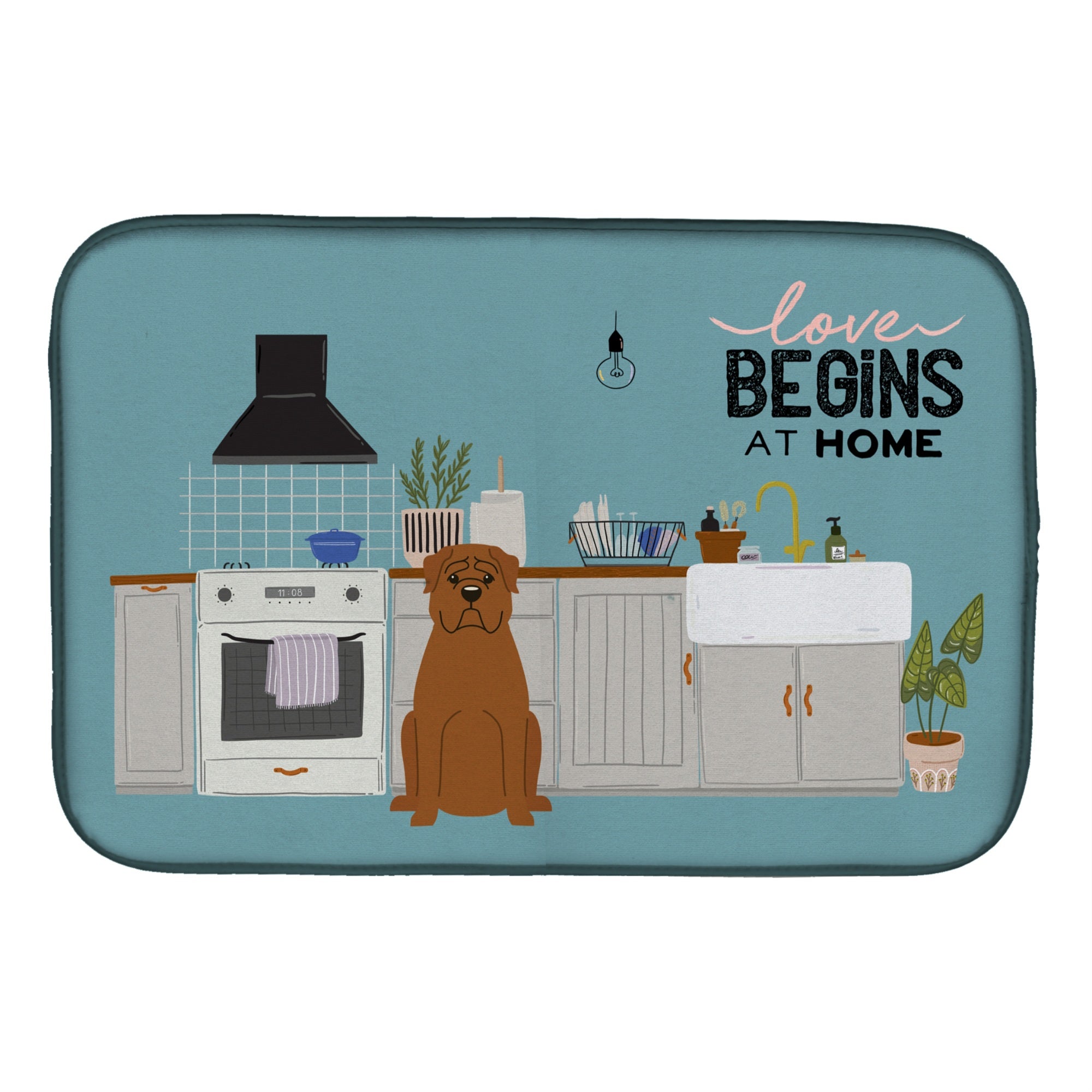 'Caroline'S Treasures Ck7777Ddm Dogue De Bourdeaux Kitchen Scene Dish-Drying-Mats, 14 X 21, Multicolor''