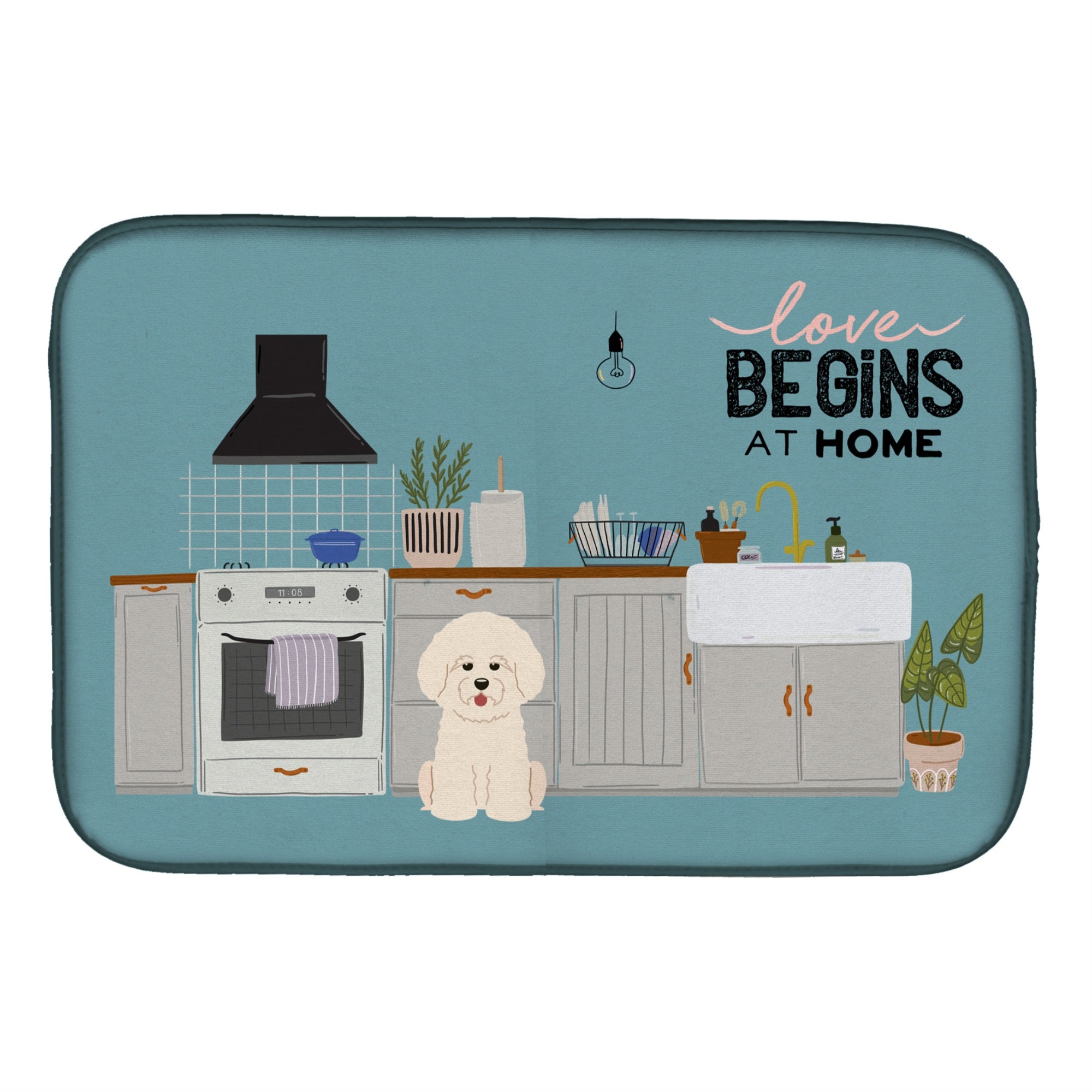 'Caroline'S Treasures Ck7779Ddm Bichon Frise Kitchen Scene Dish-Drying-Mats, 14 X 21, Multicolor''