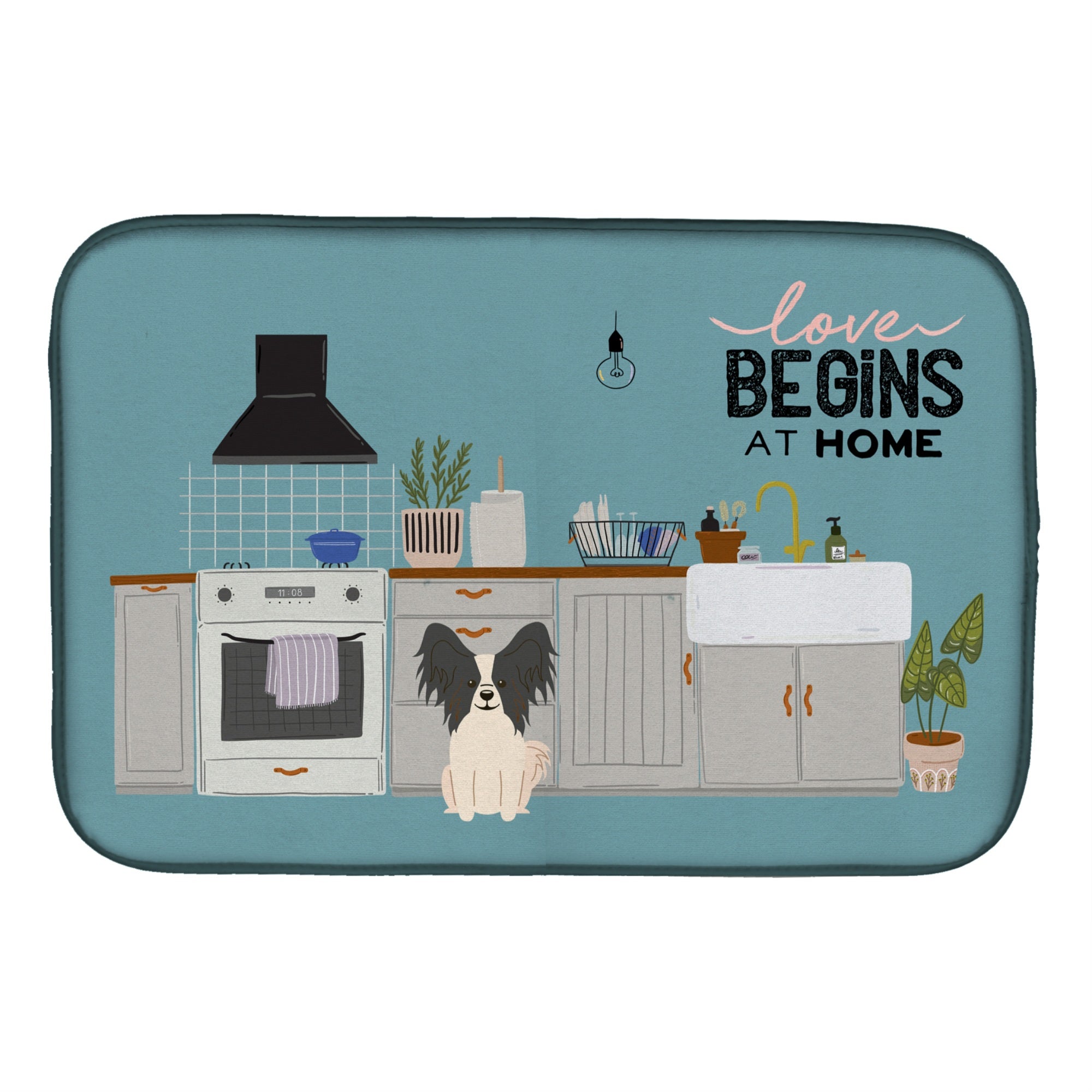 'Caroline'S Treasures Ck7780Ddm Black White Papillon Kitchen Scene Dish-Drying-Mats, 14 X 21, Multicolor''