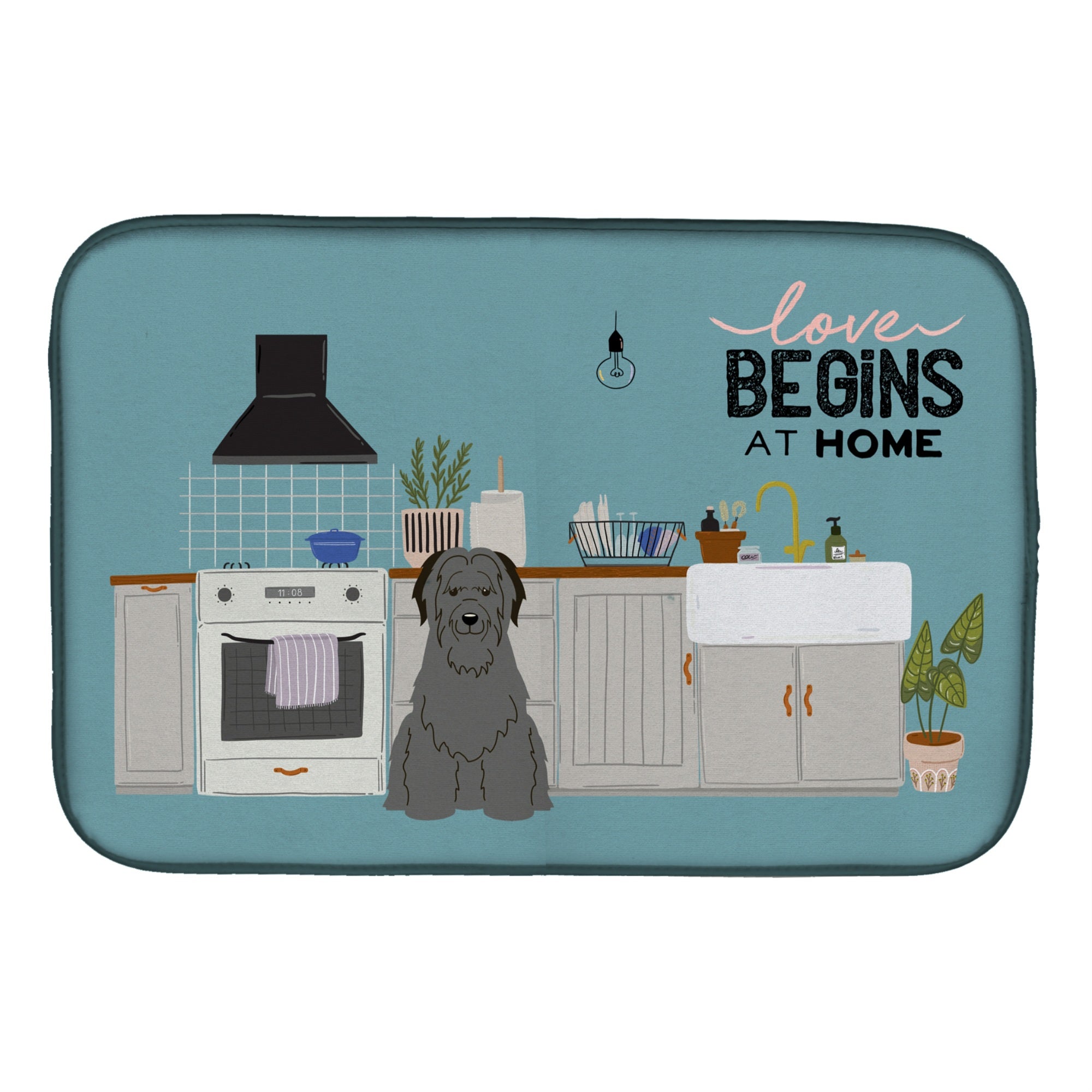 'Caroline'S Treasures Ck7785Ddm Black Briard Kitchen Scene Dish-Drying-Mats, 14 X 21, Multicolor''