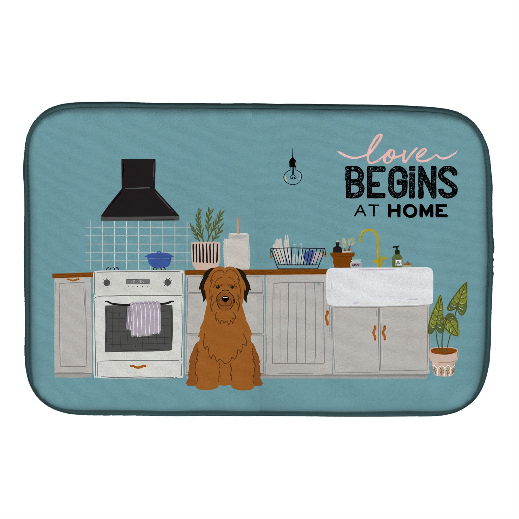 'Caroline'S Treasures Ck7786Ddm Brown Briard Kitchen Scene Dish-Drying-Mats, 14 X 21, Multicolor''