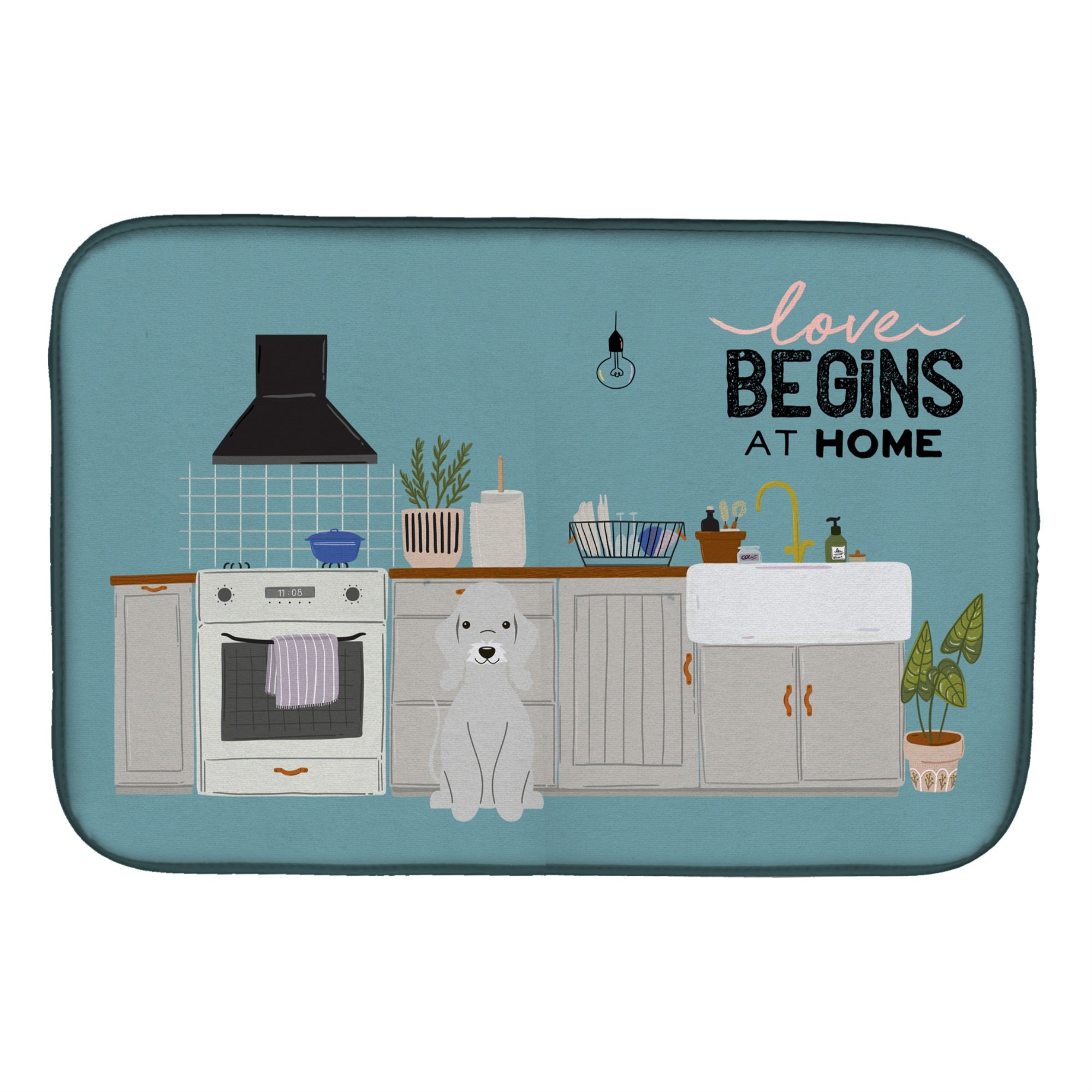 'Caroline'S Treasures Ck7794Ddm Blue Bedlington Terrier Kitchen Scene Dish-Drying-Mats, 14 X 21, Multicolor''