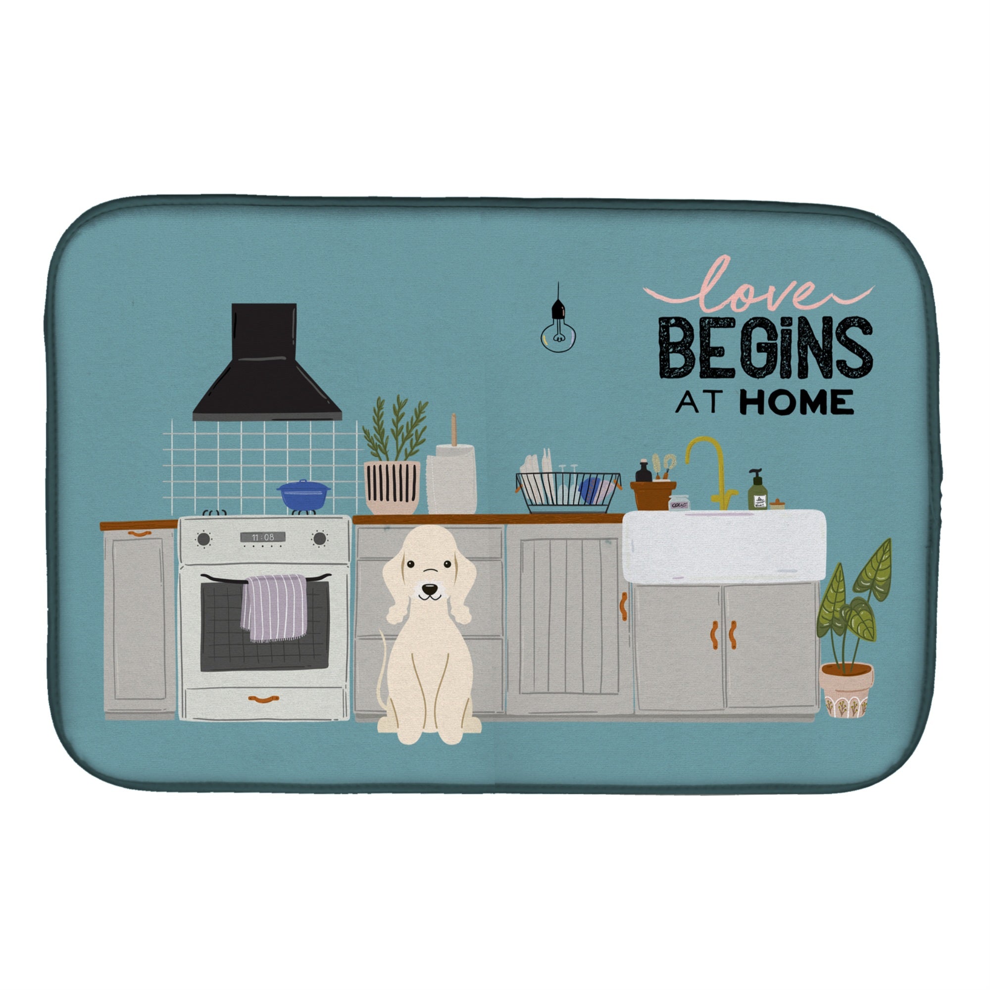 'Caroline'S Treasures Ck7795Ddm Sandy Bedlington Terrier Kitchen Scene Dish-Drying-Mats, 14 X 21, Multicolor''