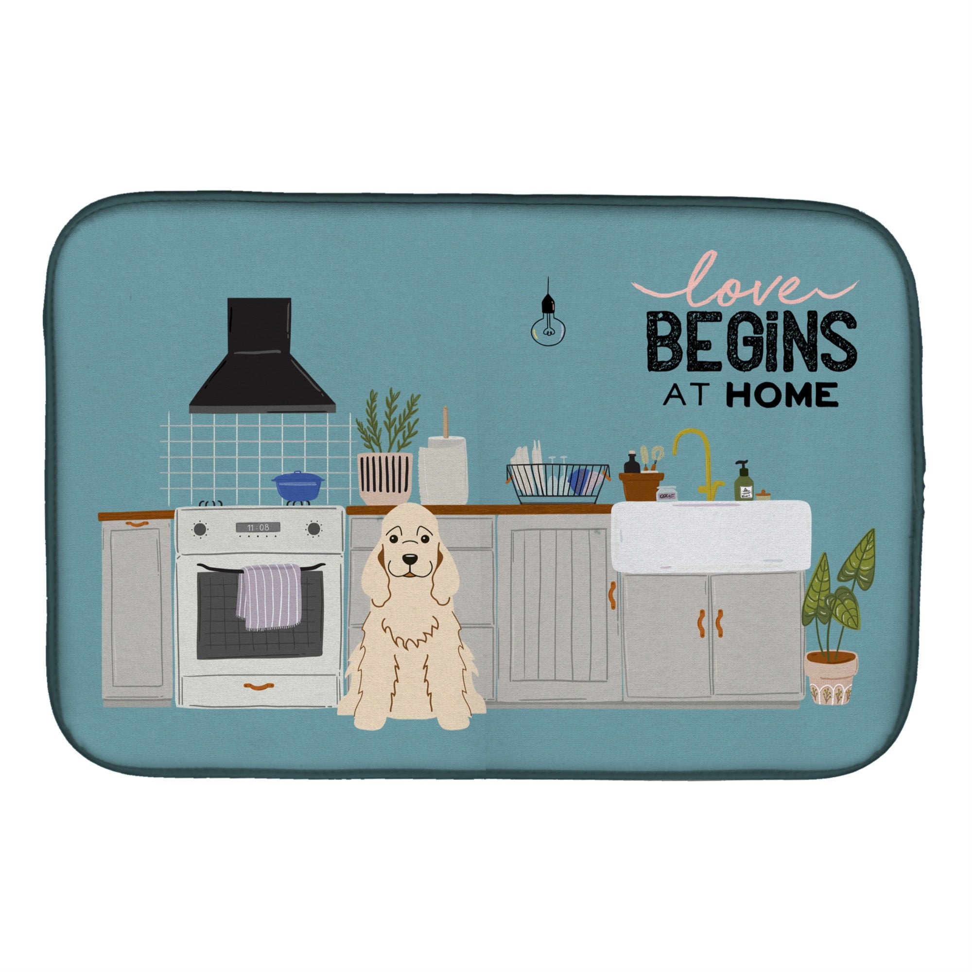 'Caroline'S Treasures Ck7798Ddm Buff Cocker Spaniel Kitchen Scene Dish-Drying-Mats, 14 X 21, Multicolor''