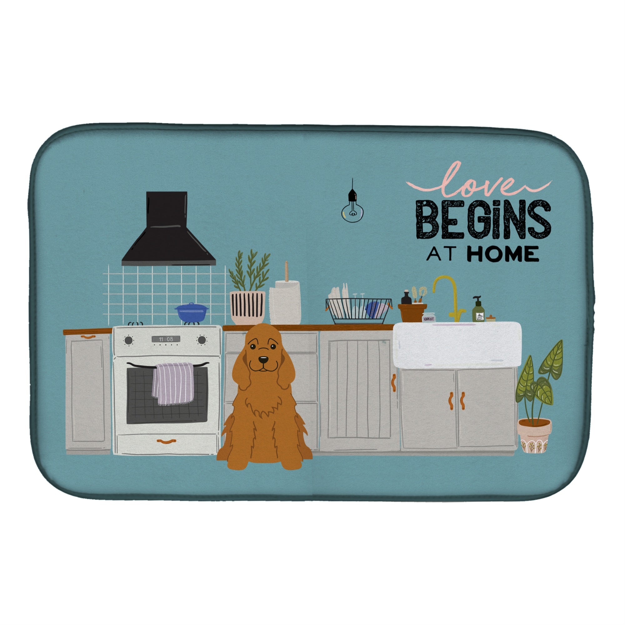 'Caroline'S Treasures Ck7799Ddm Red Cocker Spaniel Kitchen Scene Dish-Drying-Mats, 14 X 21, Multicolor''