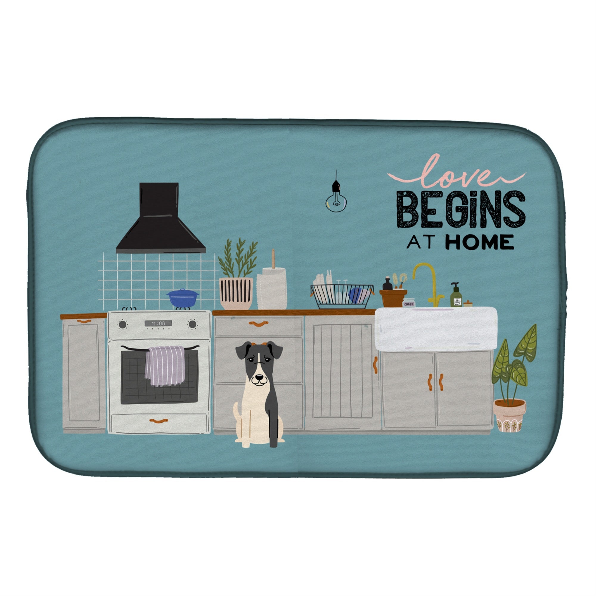 'Caroline'S Treasures Ck7802Ddm Smooth Fox Terrier Kitchen Scene Dish-Drying-Mats, 14 X 21, Multicolor''
