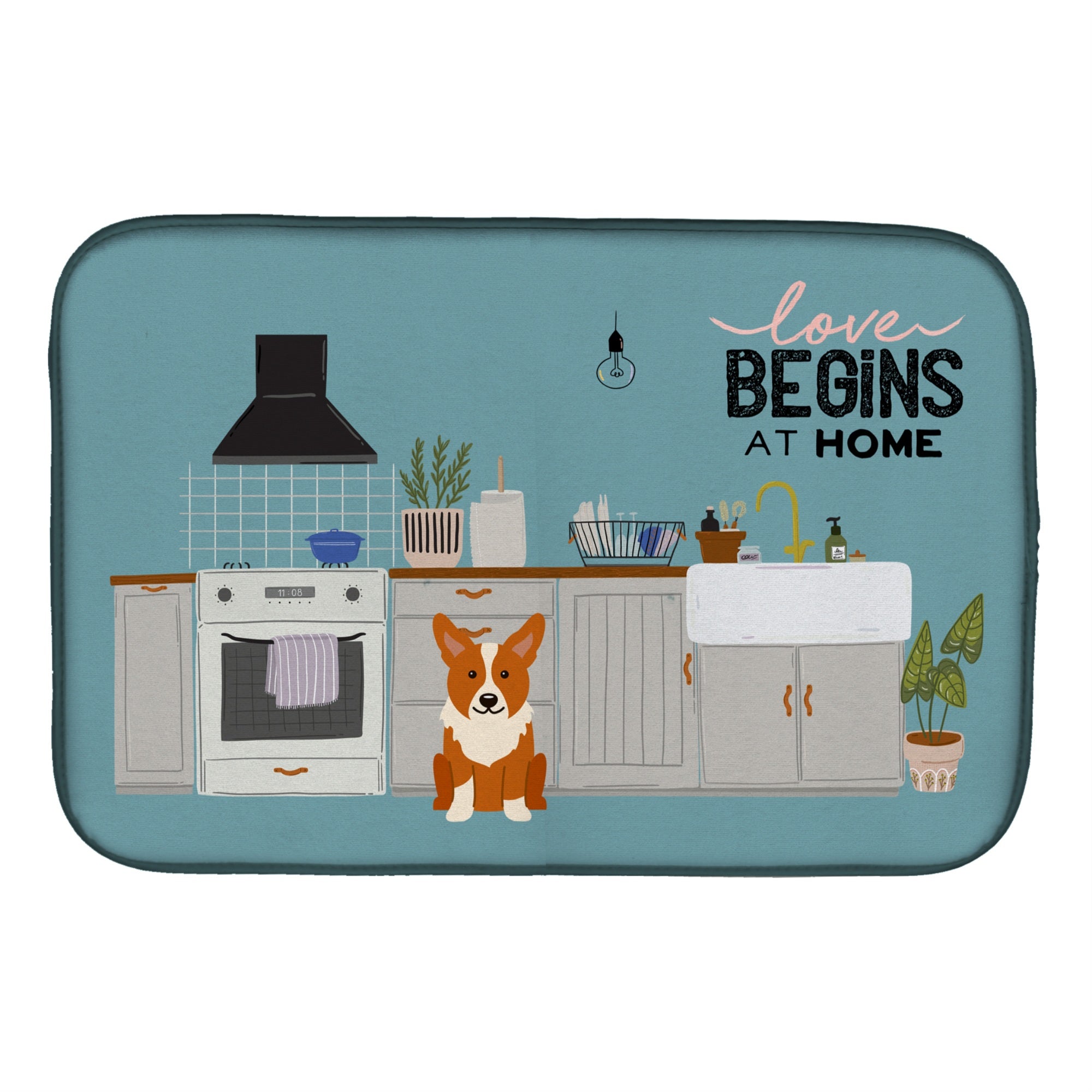 'Caroline'S Treasures Ck7804Ddm Corgi Kitchen Scene Dish-Drying-Mats, 14 X 21, Multicolor''