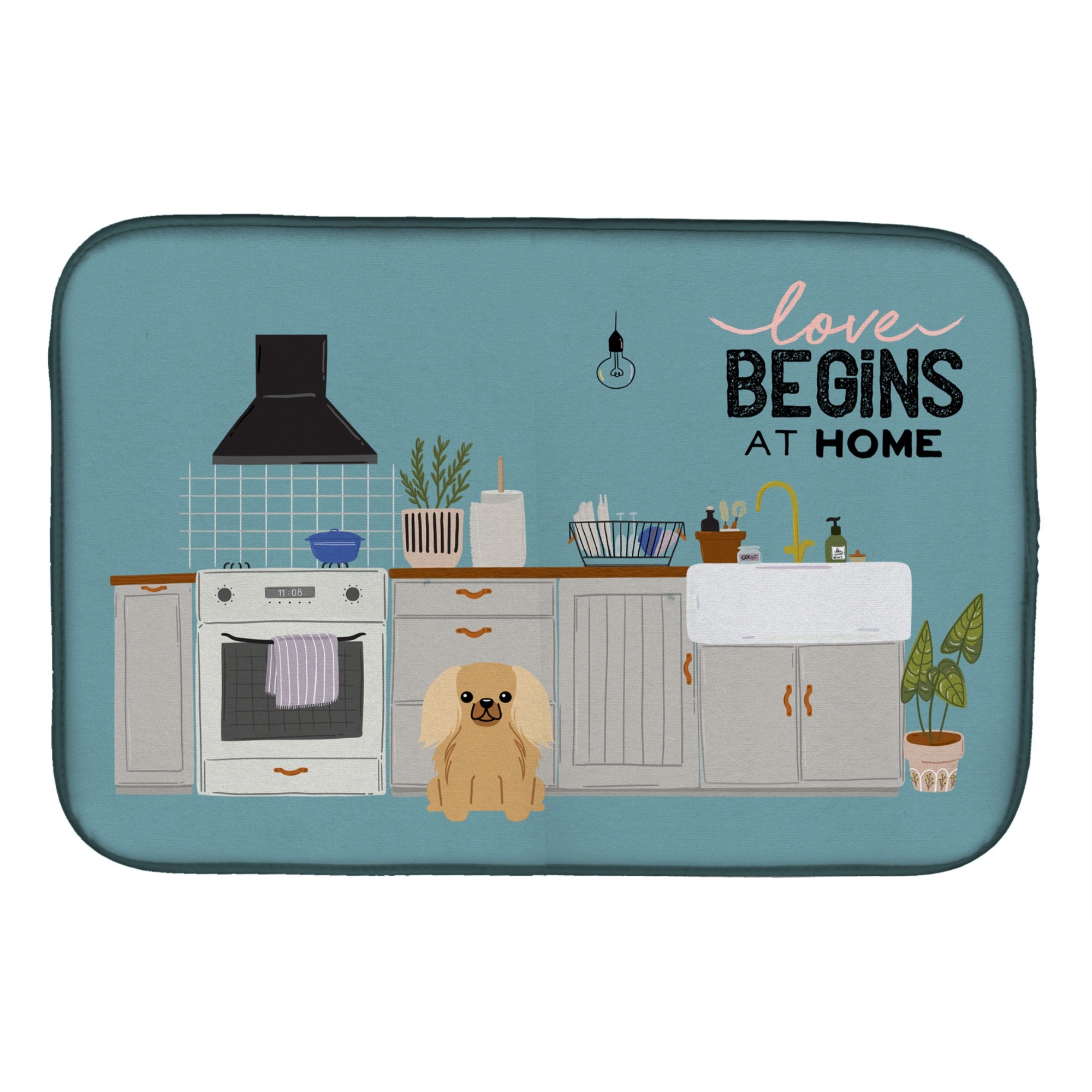 'Caroline'S Treasures Ck7808Ddm Fawn Sable Pekingese Kitchen Scene Dish-Drying-Mats, 14 X 21, Multicolor''