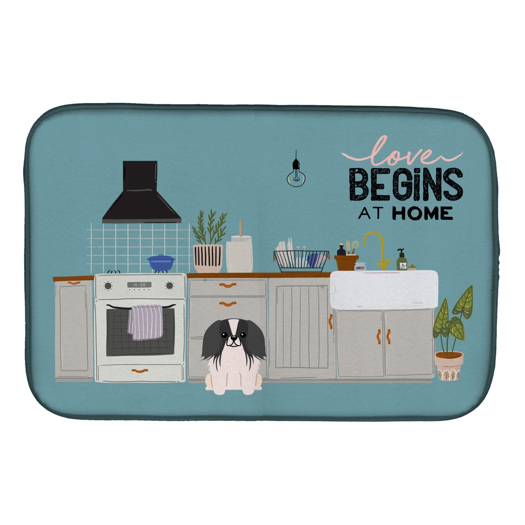 'Caroline'S Treasures Ck7809Ddm Black White Pekingese Kitchen Scene Dish-Drying-Mats, 14 X 21, Multicolor''