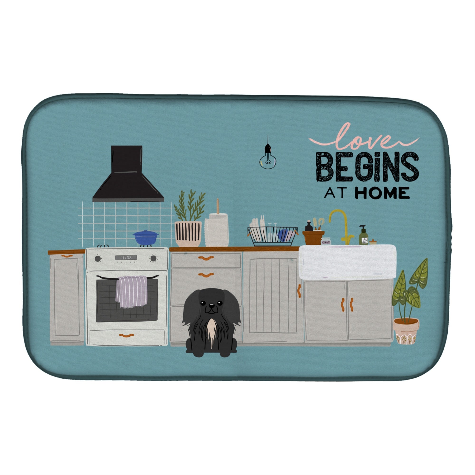 'Caroline'S Treasures Ck7811Ddm Black Pekingese Kitchen Scene Dish-Drying-Mats, 14 X 21, Multicolor''