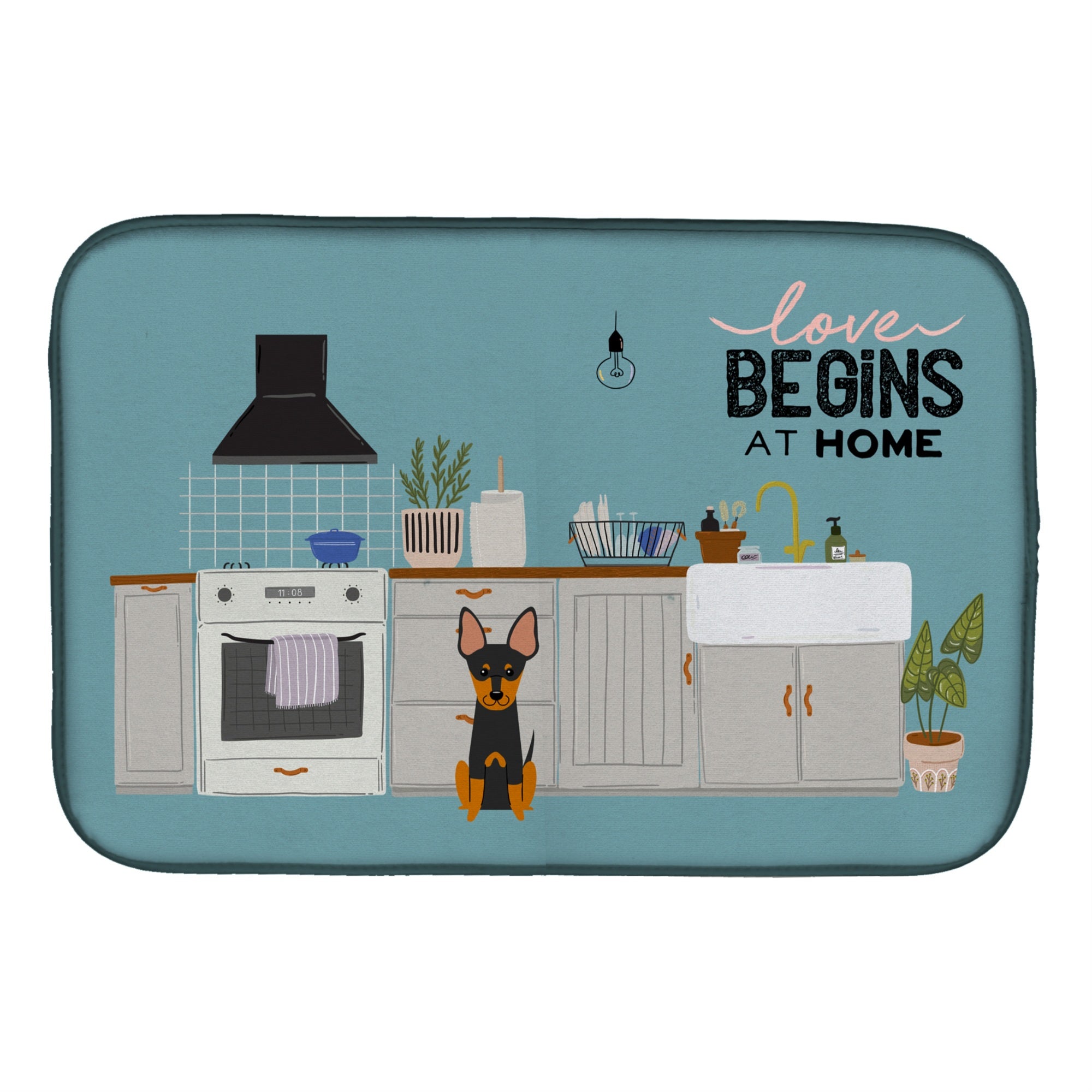 'Caroline'S Treasures Ck7813Ddm English Toy Terrier Kitchen Scene Dish-Drying-Mats, 14 X 21, Multicolor''