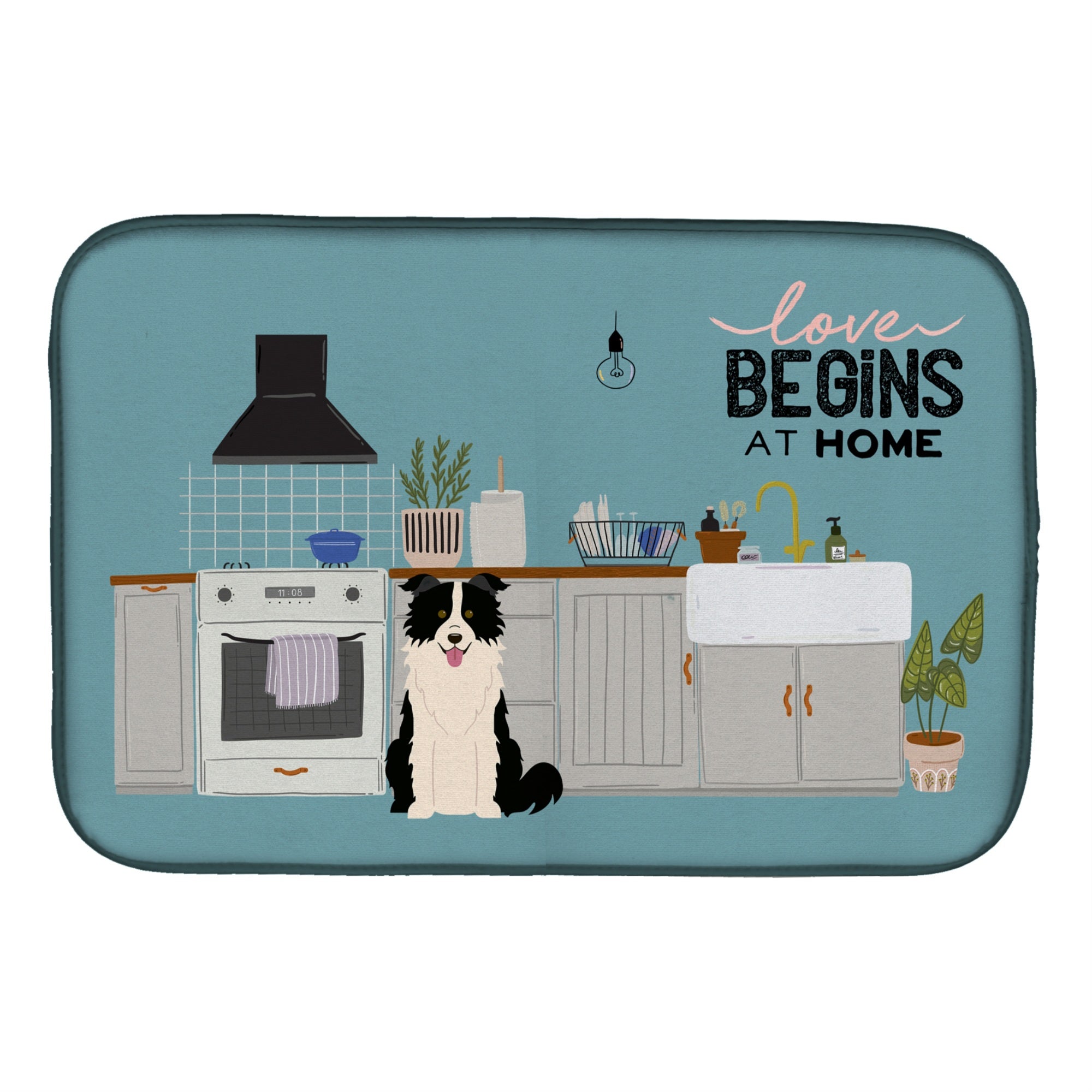 'Caroline'S Treasures Black White Border Collie Kitchen Scene Dish-Drying-Mats, 14 X 21, Multicolor''
