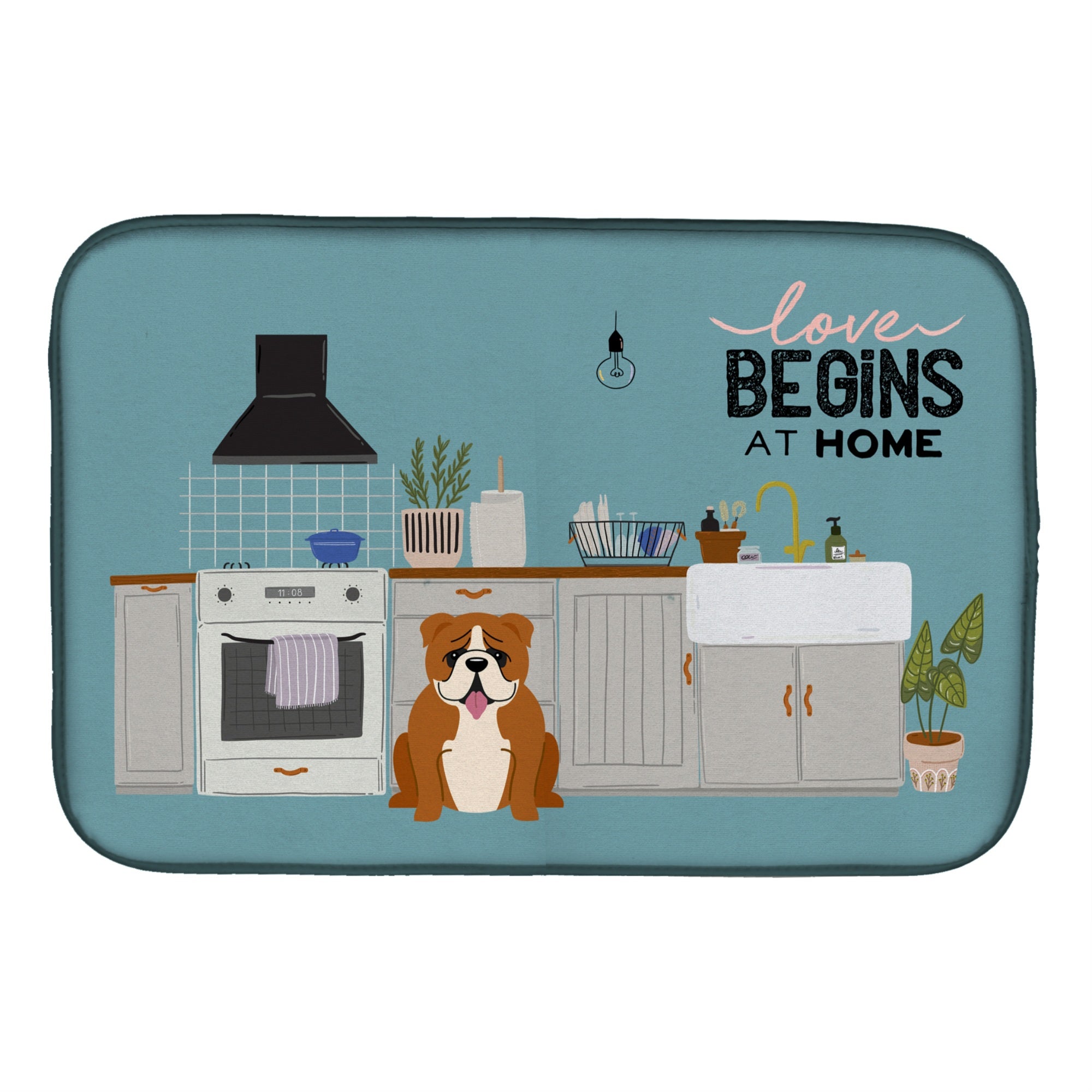 'Caroline'S Treasures Red White English Bulldog Kitchen Scene Dish-Drying-Mats, 14 X 21, Multicolor''