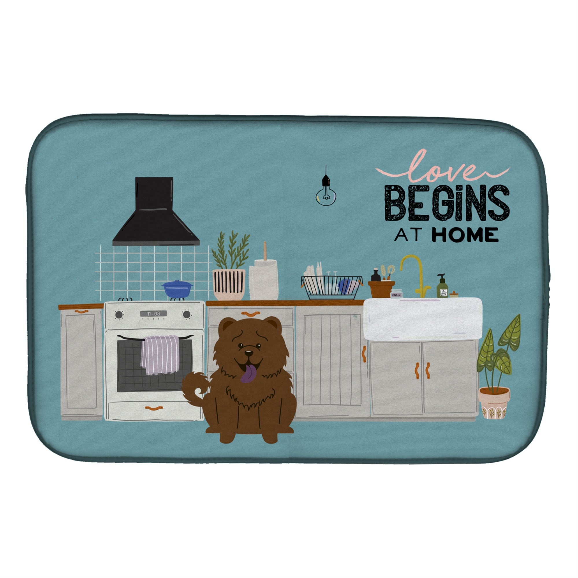'Caroline'S Treasures Ck7845Ddm Chocolate Chow Kitchen Scene Dish-Drying-Mats, 14 X 21, Multicolor''