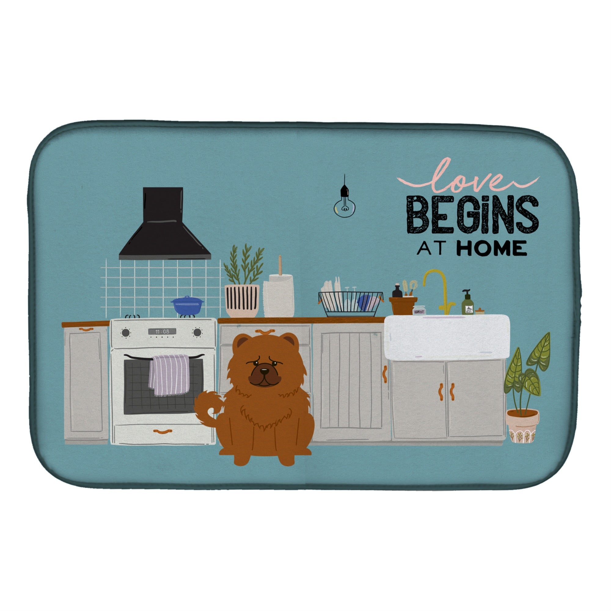 'Caroline'S Treasures Ck7846Ddm Red Chow Kitchen Scene Dish-Drying-Mats, 14 X 21, Multicolor''