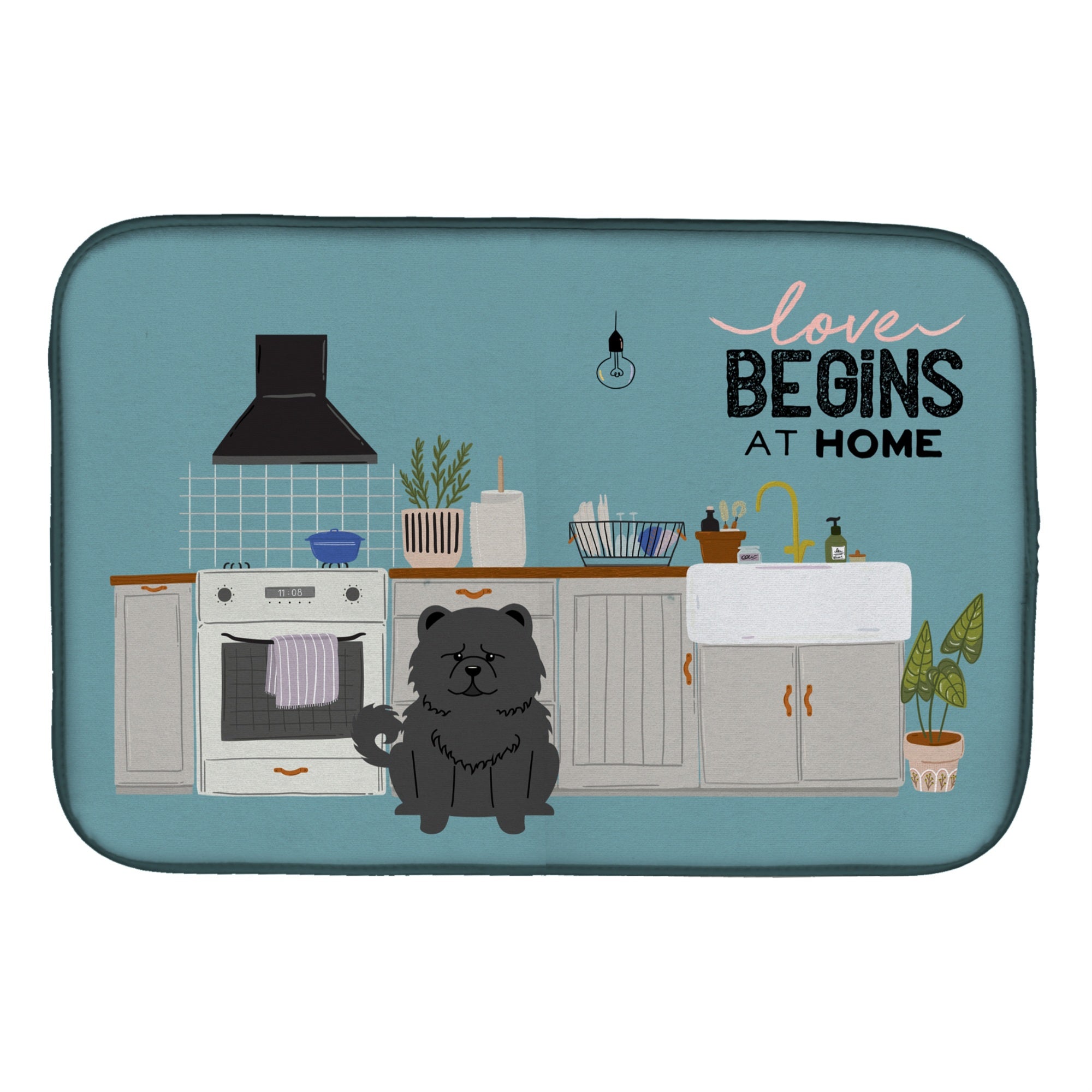 'Caroline'S Treasures Ck7847Ddm Black Chow Kitchen Scene Dish-Drying-Mats, 14 X 21, Multicolor''
