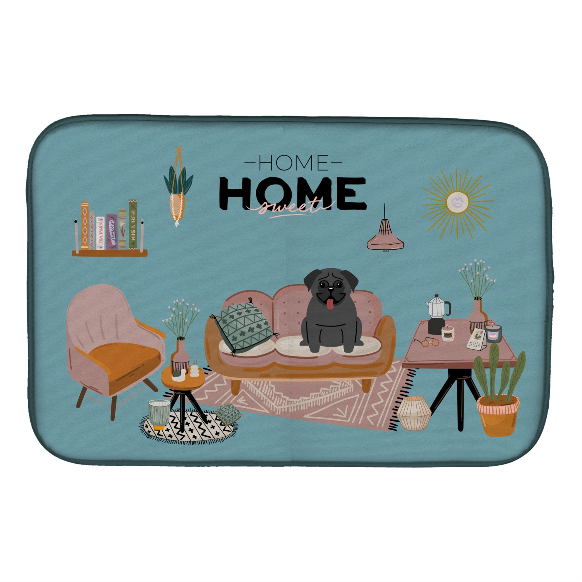 'Caroline'S Treasures Ck7851Ddm Black Pug Sweet Home Dish-Drying-Mats, 14 X 21, Multicolor''