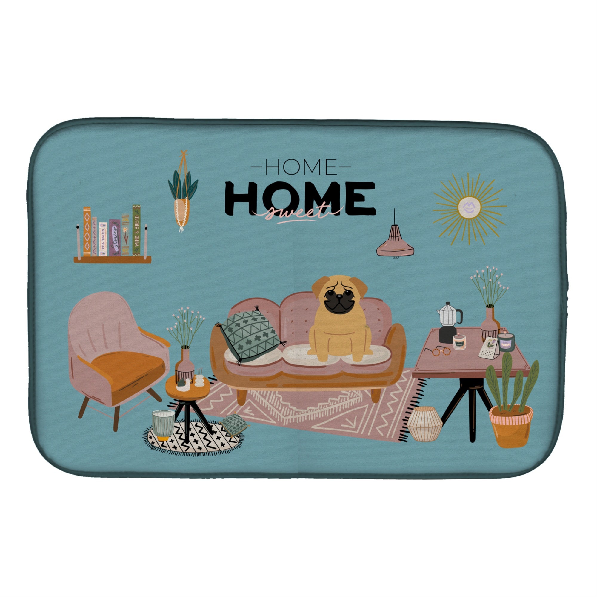 'Caroline'S Treasures Ck7852Ddm Brown Pug Sweet Home Dish-Drying-Mats, 14 X 21, Multicolor''